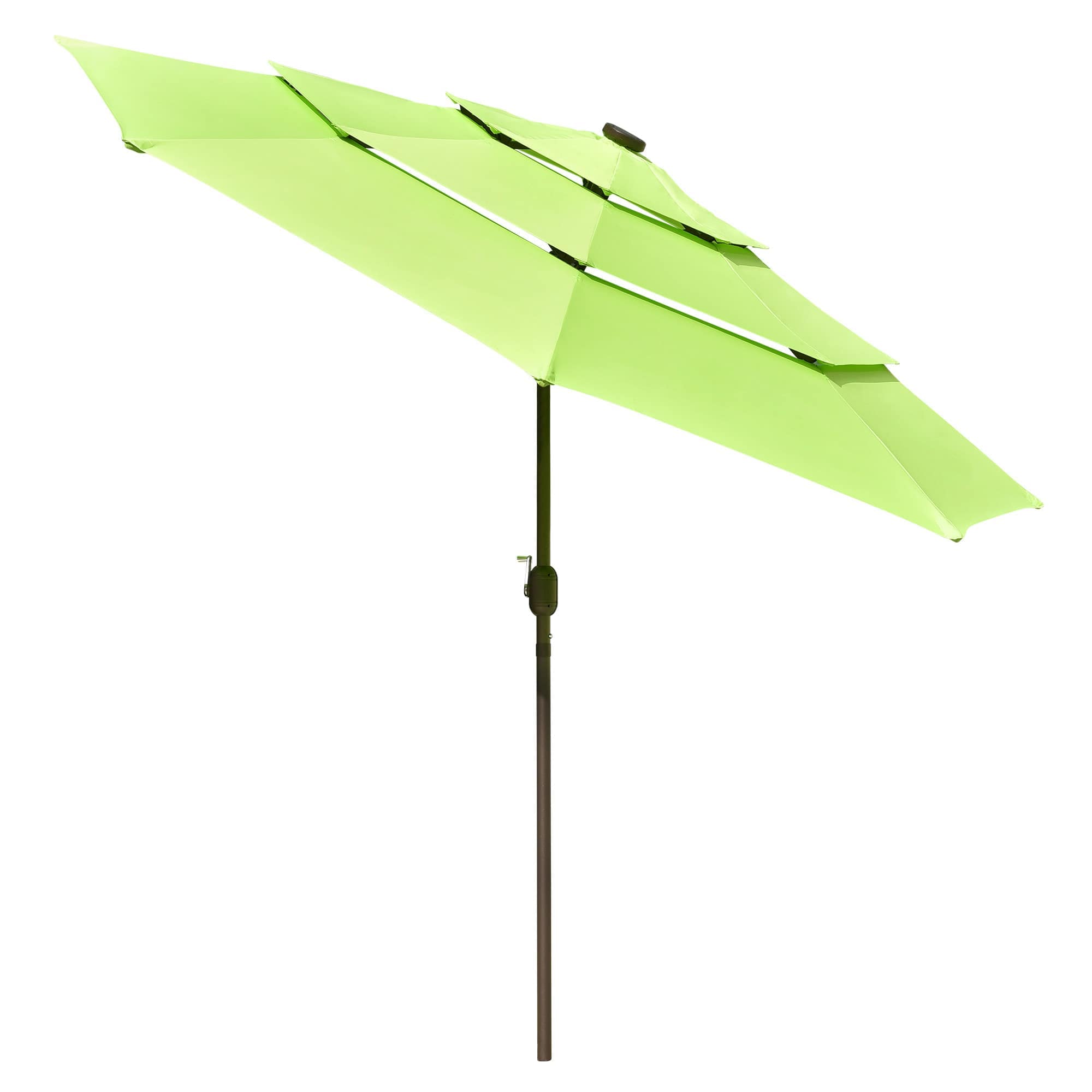 Yescom 07UMB042-3T10L-F4-LO 10 Ft 3 Tier Patio Umbrella with Solar LED Crank Tilt Button Outdoor Yard Home