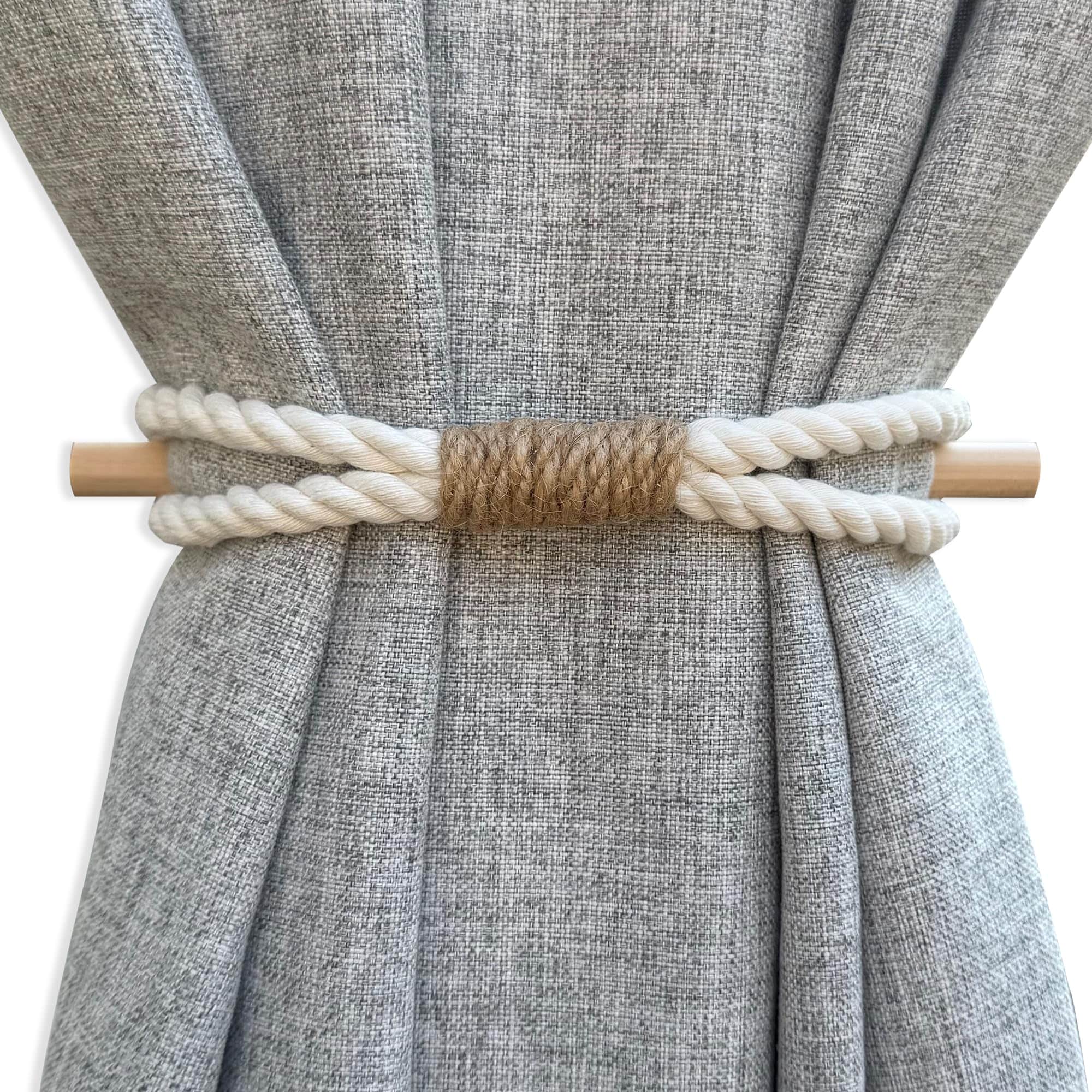 LAIFUCAM Curtain Holdbacks Boho Tiebacks Natural Jute Rope for Light Sheer Curtains Flexible Farmhouse Window Accessories Indoor Outdoor Set of 4 #LLA0625A032