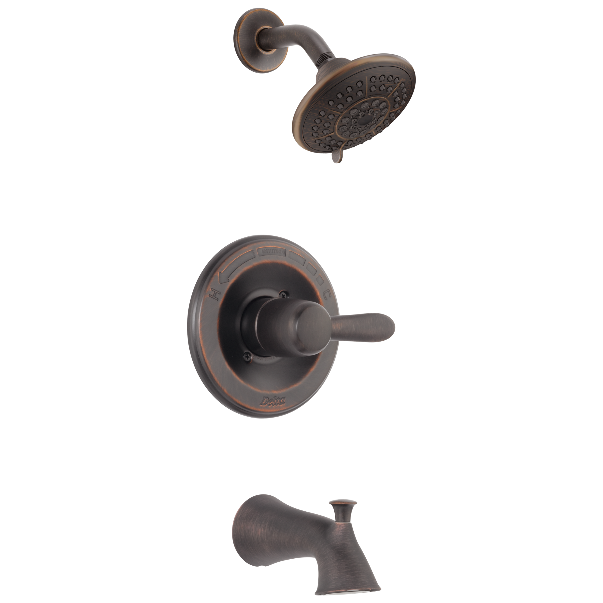 Delta T14438-RB Lahara Venetian Bronze 1-handle Multi-function 3.375-Inches Round Bathtub and shower Faucet
