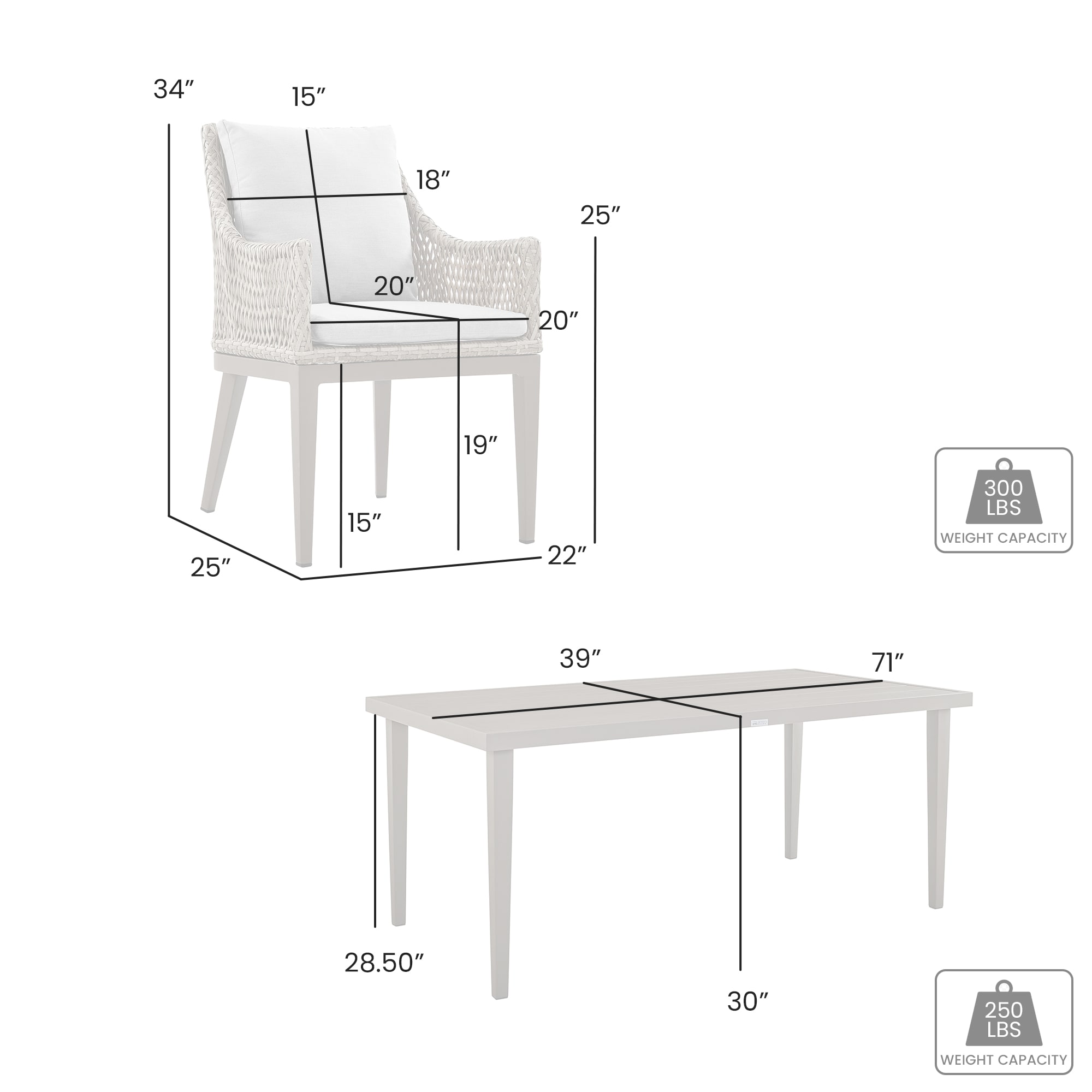 Grenada 6-Person Gray Wicker and Aluminum Outdoor Dining Set