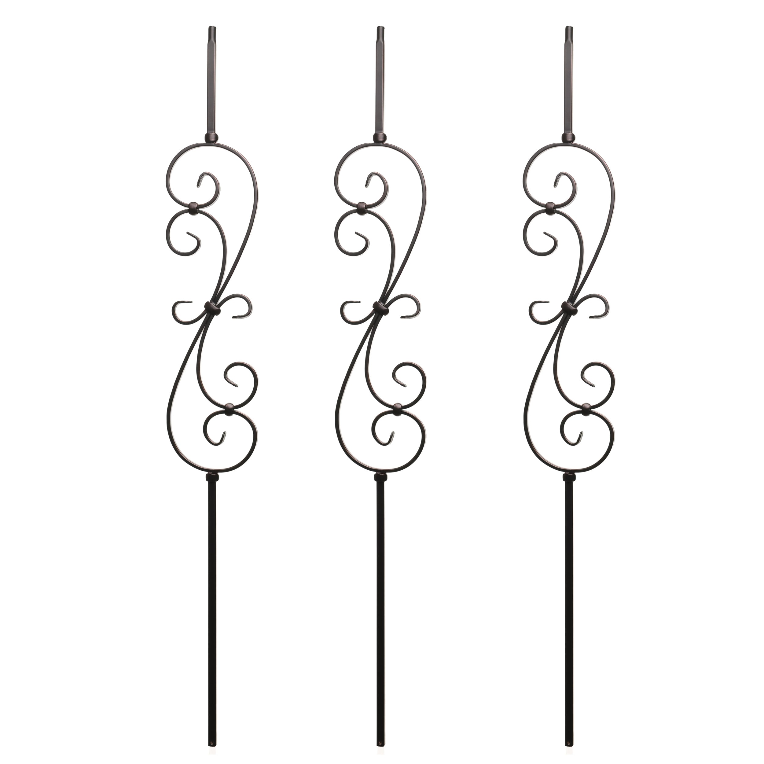 RELIABILT WGT56SB 43-in x 0.5-in Satin Black Wrought Iron Scroll Stair Baluster (3-Pack)