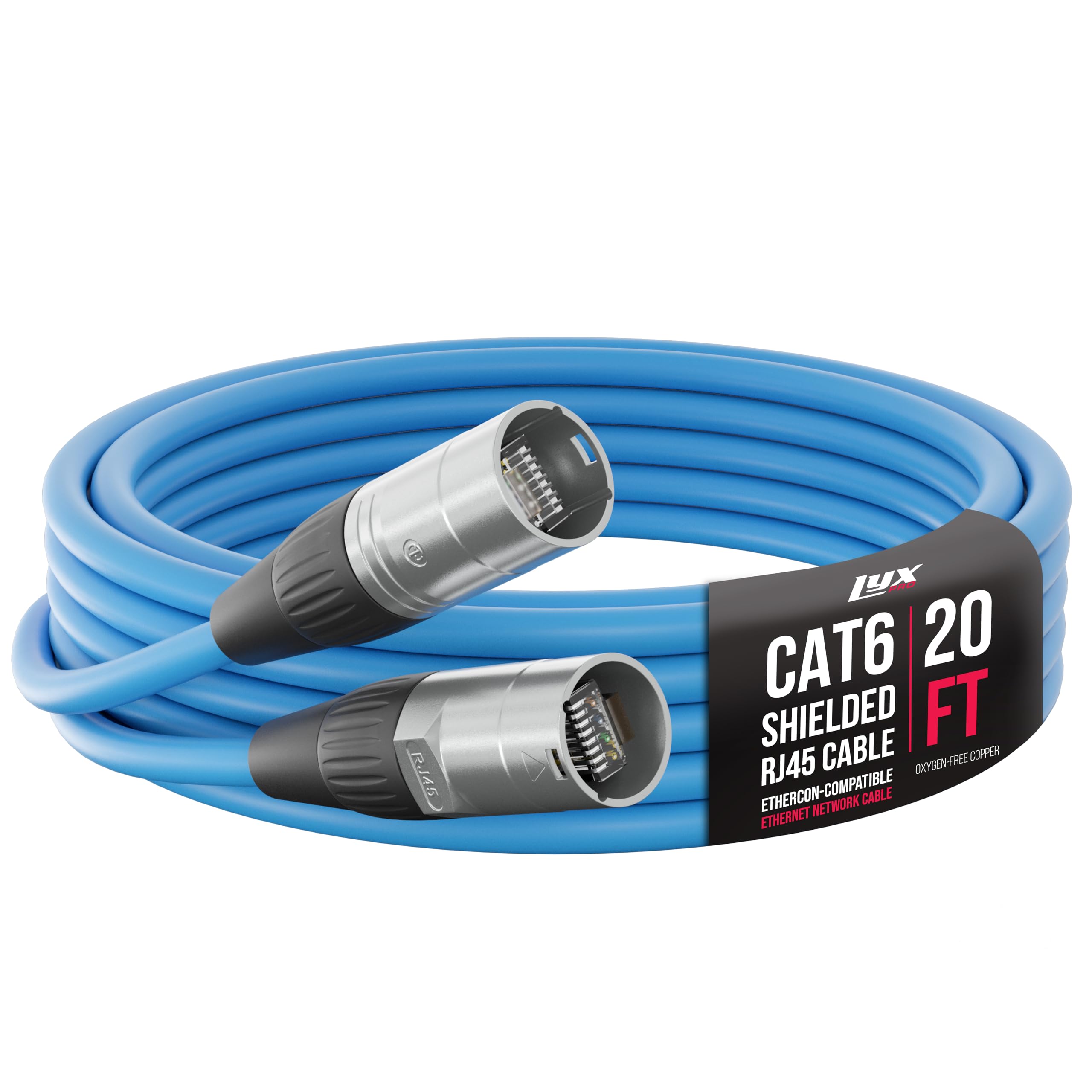 LyxPro Shielded Cat6 Cable - RJ45 Ethercon Cable - Male to Male