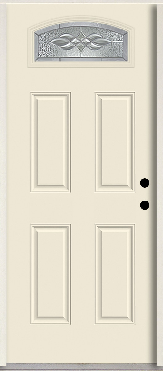 RELIABILT LO963808 Hampton 36-in x 80-in x 4-5/8-in Fiberglass 1/4 lite Left-hand inswing Bisque Paint Painted Prehung Front Door Insulating core