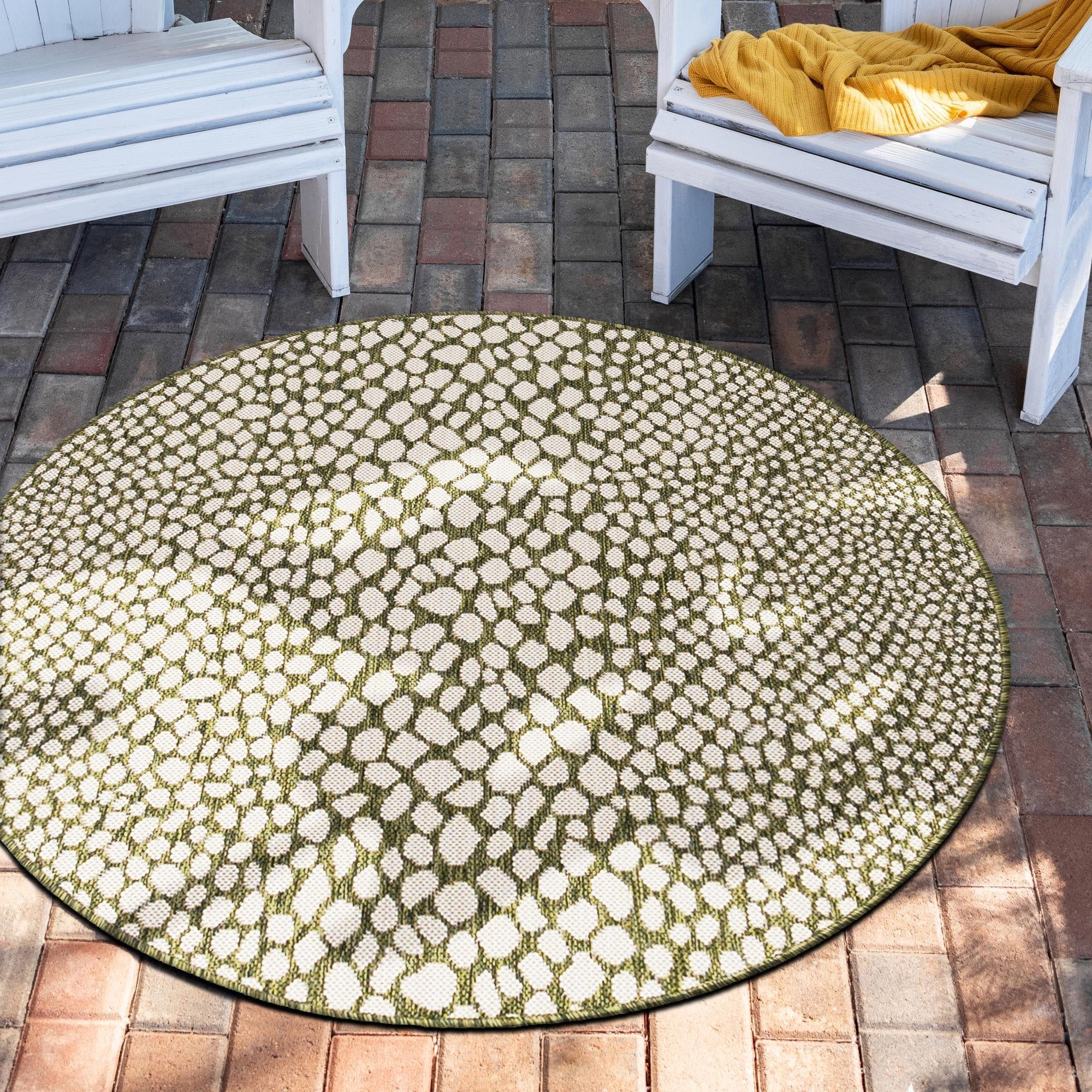 Unique Loom 3181544 Jill Zarin Cape Town 11 x 11 (ft) Loomed Polypropylene Green Round Indoor/Outdoor Animal print Area rug