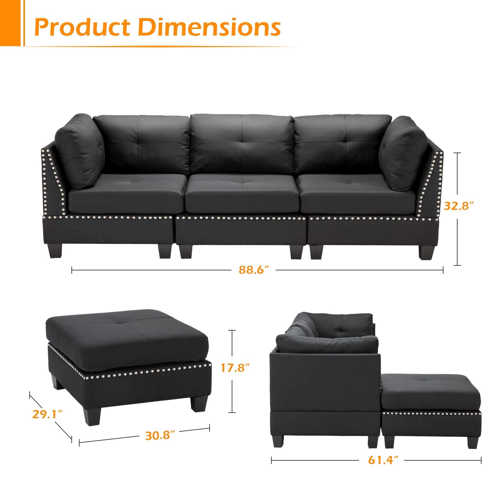 AECOJOY 13145BK-LS01 Sofas-Loveseats - View #2