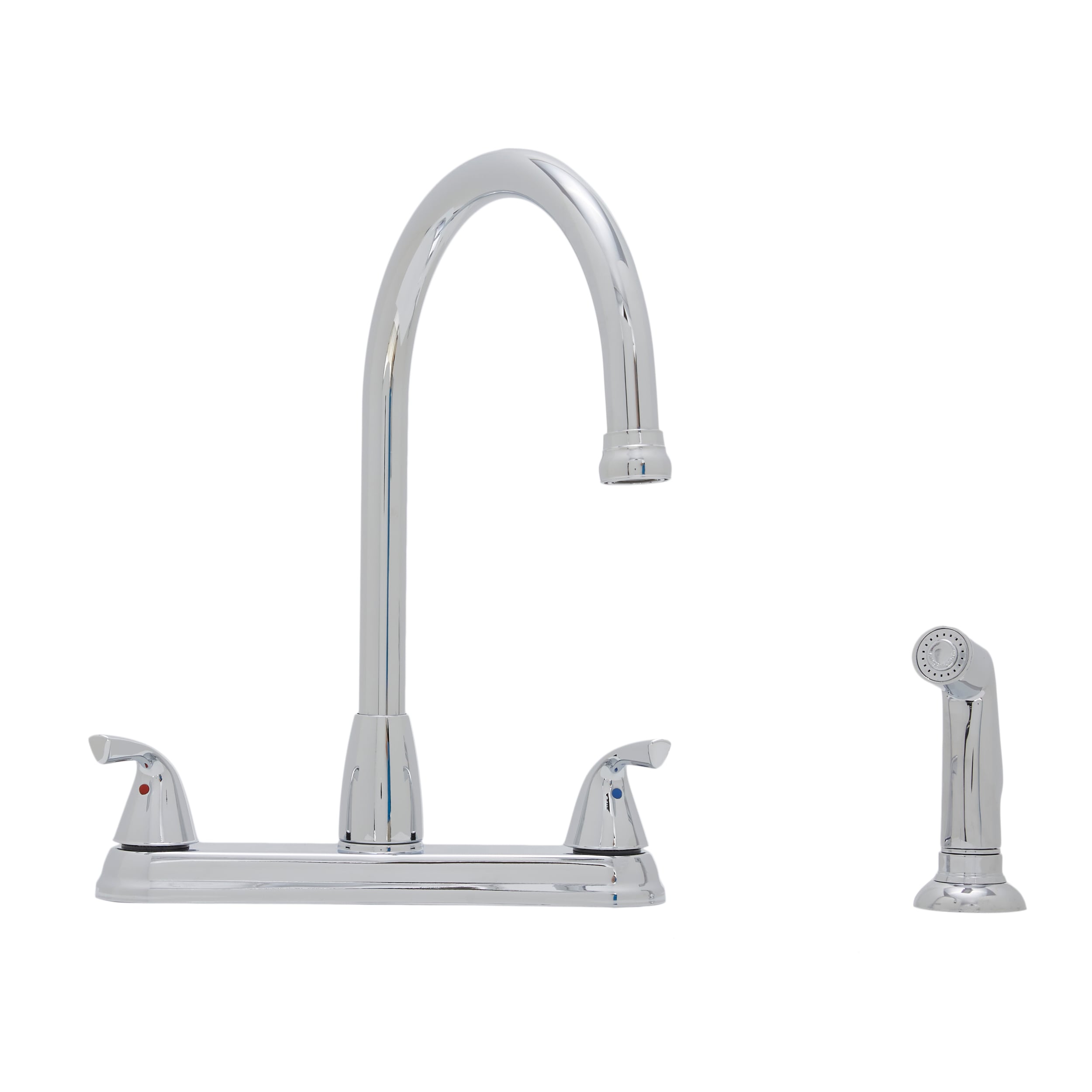 Project Source Everfield Chrome Double Handle High-arc Kitchen Faucet with  Deck Plate and Side Spray Included in the Kitchen Faucets department at 