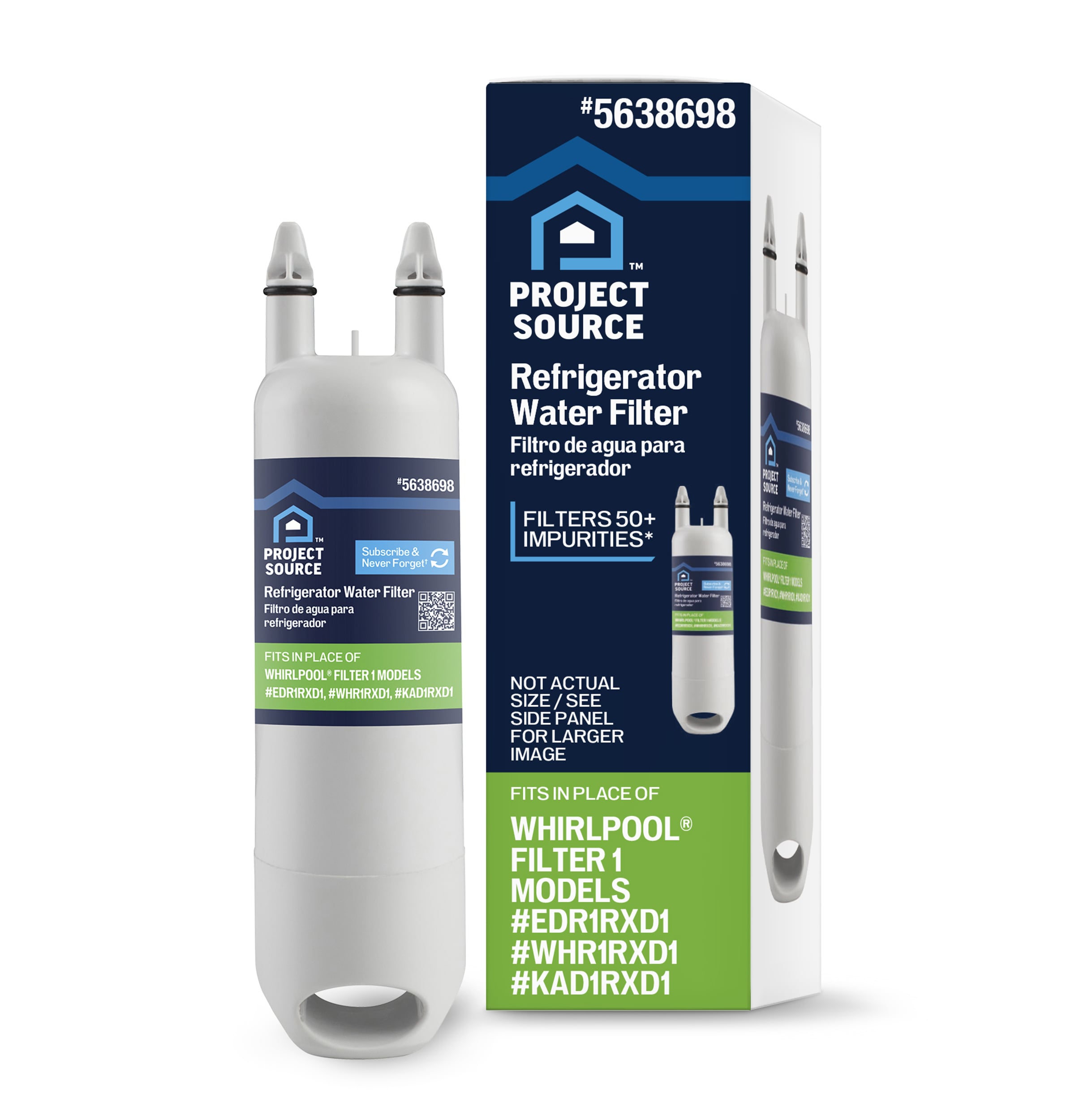 Project Source Push-In Refrigerator Water Filter Fits Whirlpool Filter ...