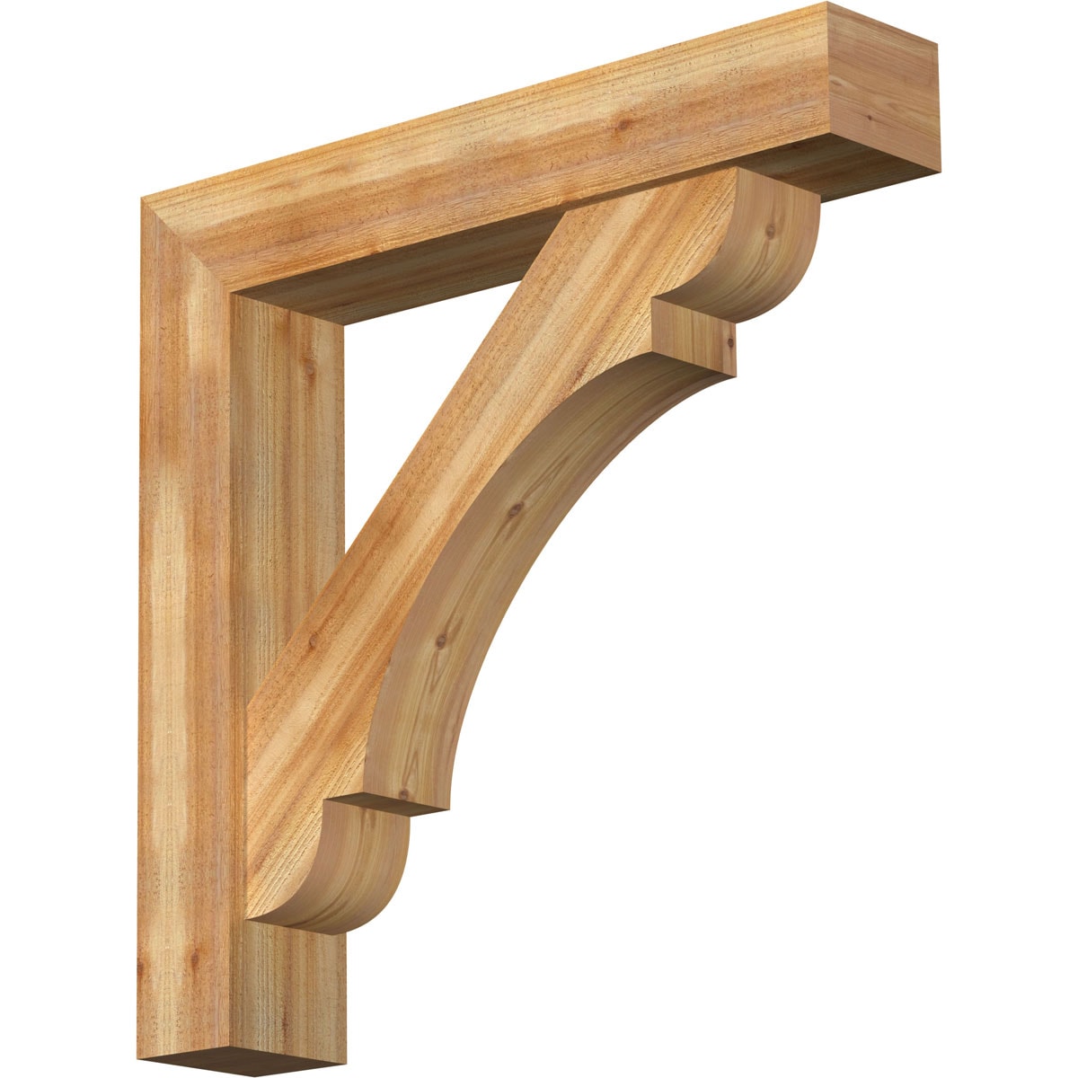 Ekena Millwork 1463501 Olympic Block Rough Sawn Bracket with Offset Brace 8-in x 42-in x 42-in Western red cedar Brown Wood Standard bracket