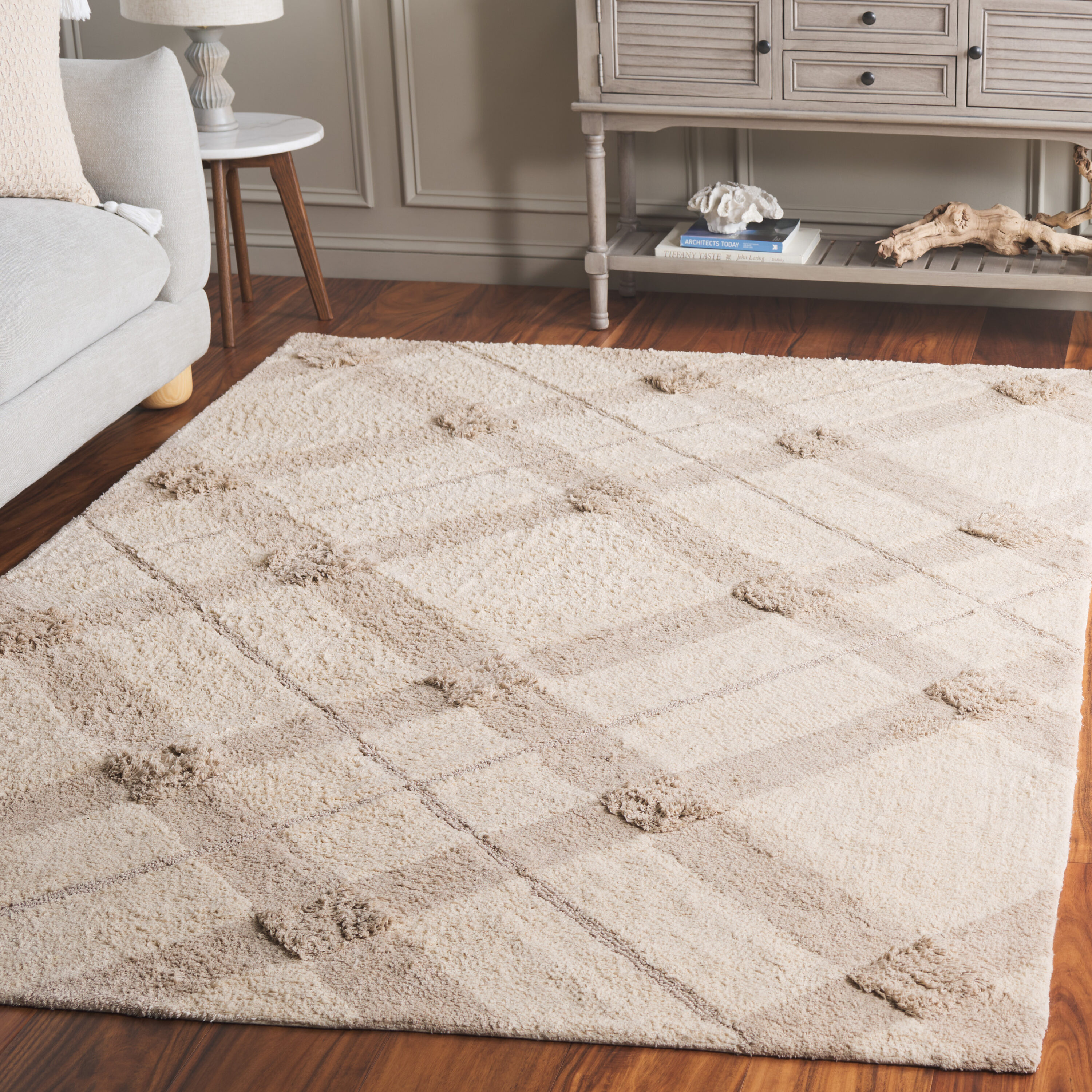  Easy Care 215 Ivory/Beige Contemporary 4ft x 6ft Small Rectangle Rug