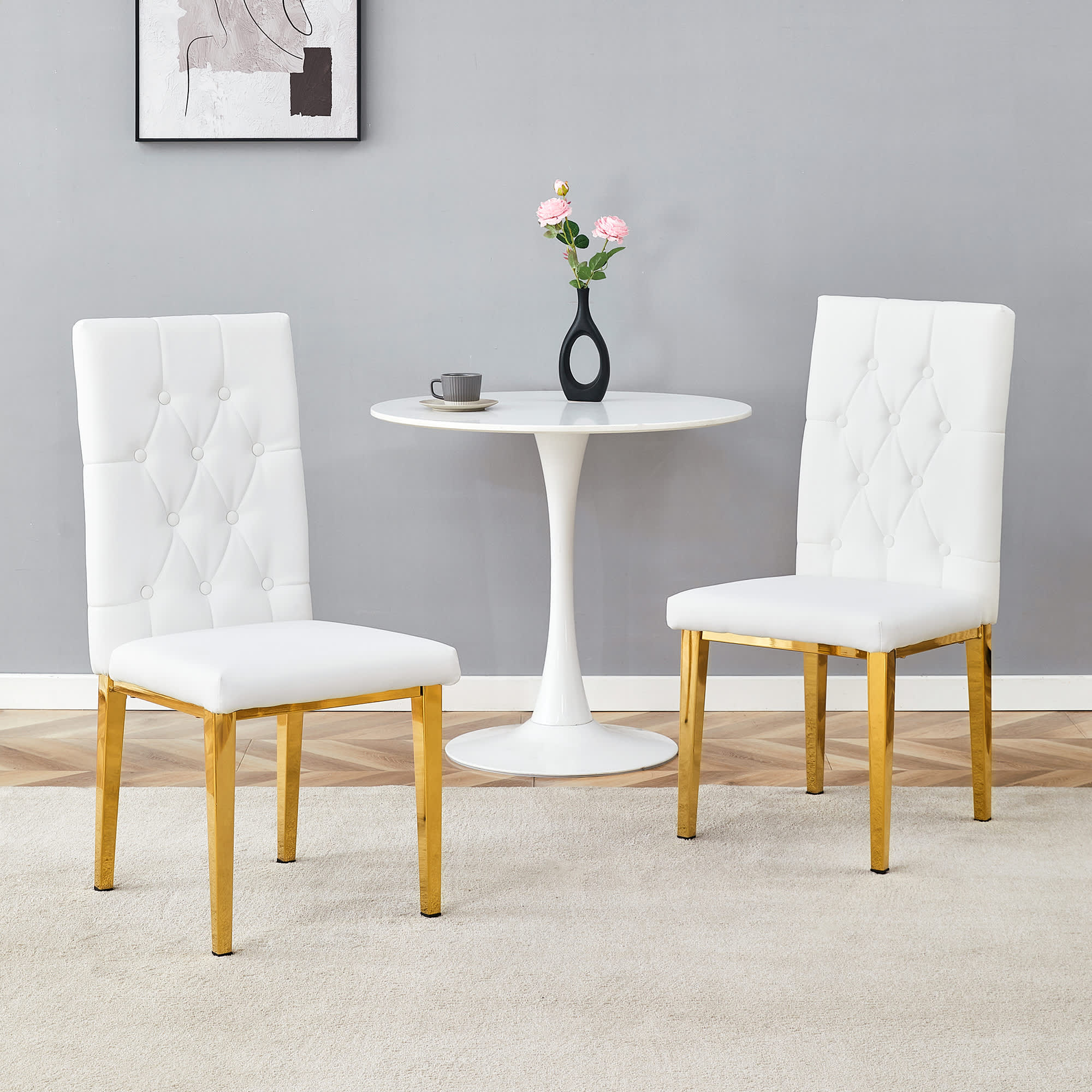 Vynxaria LEXY0074-DJCY-2WHI Dining-Chairs - View #2