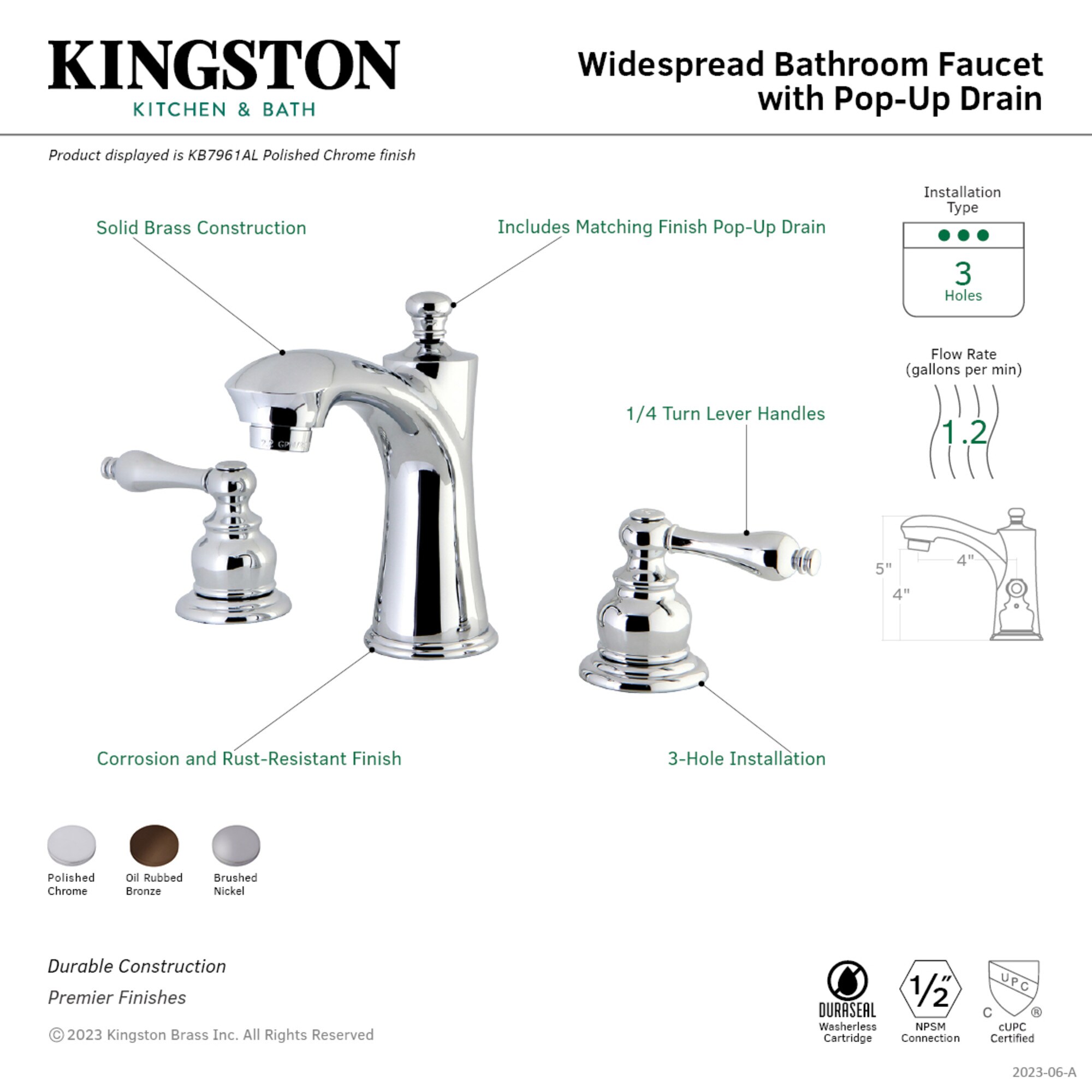 Kingston Brass WLKB7965AL Lavatory-Faucets - View #3