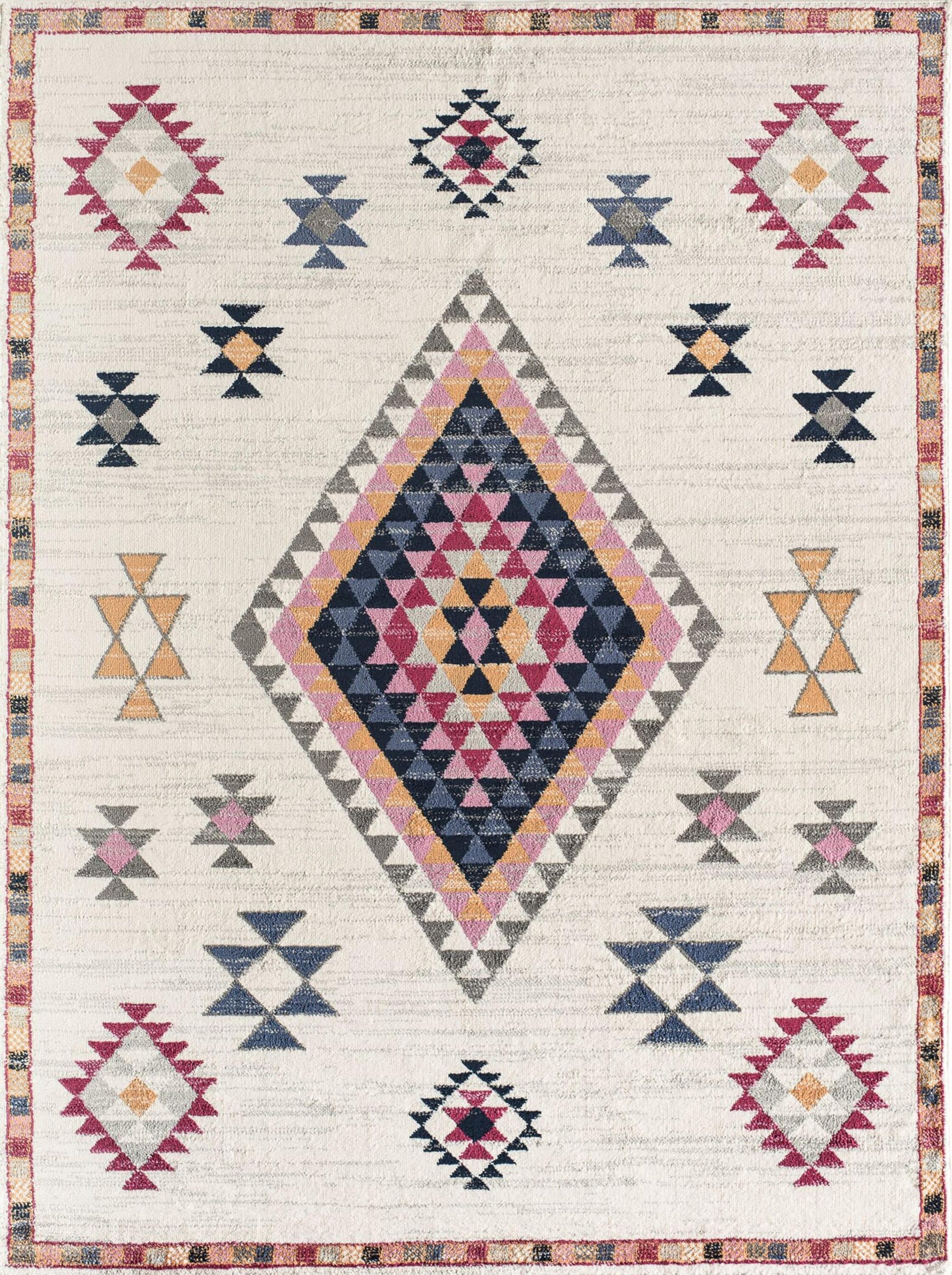 Sahara Ivory and Multicolor Tribal Runner Rug