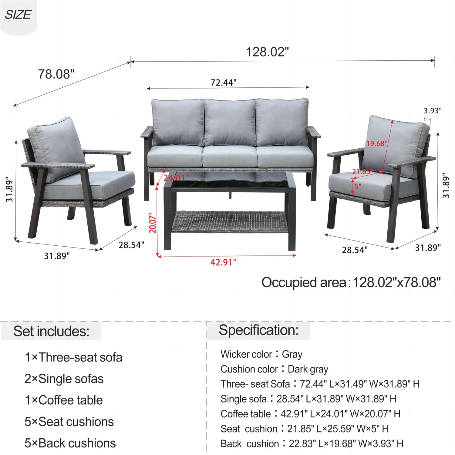 Pouuin SHW20T04 Patio-Conversation-Sets - View #8