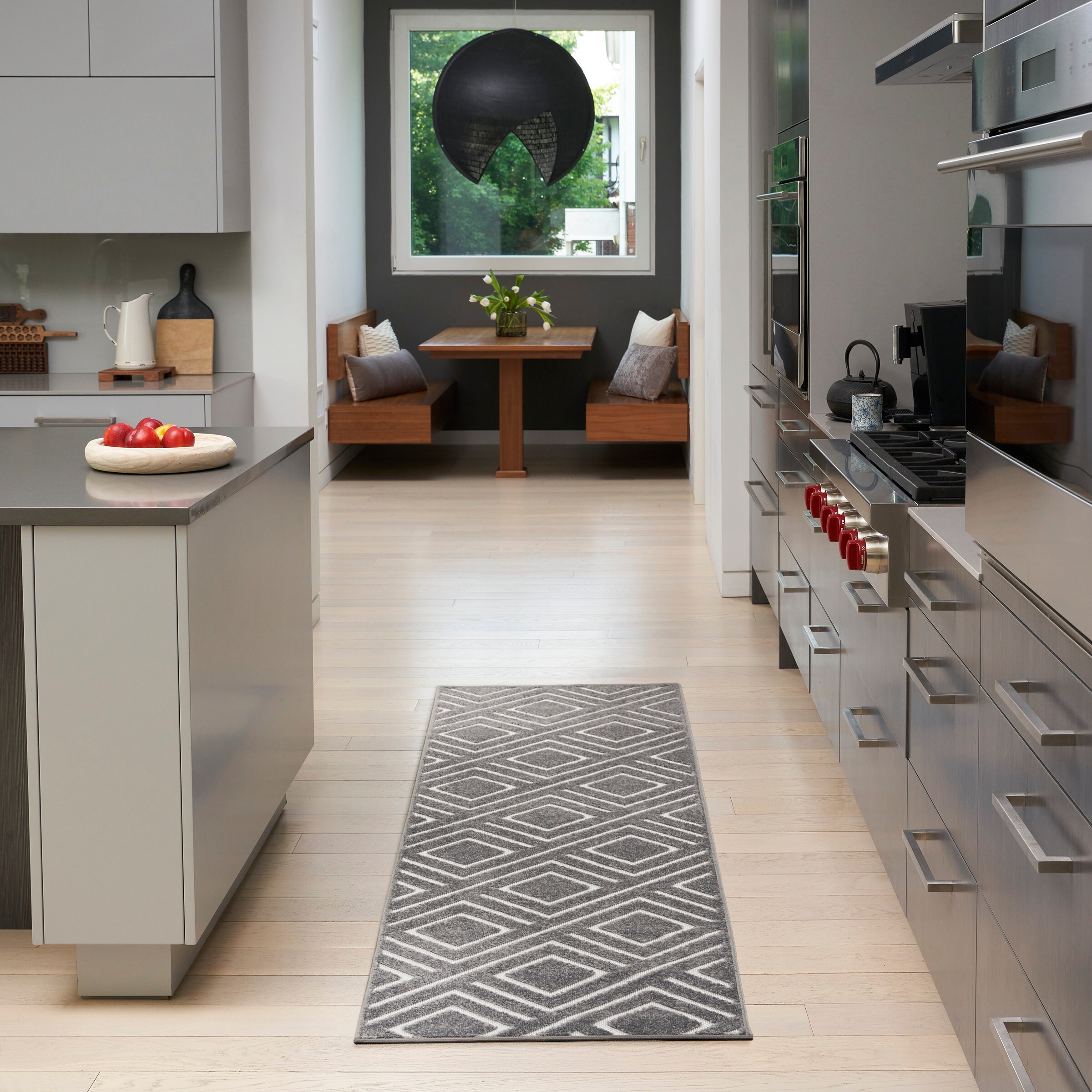 Nourison Home 099446984272 Casual 2 x 6 (ft) Polypropylene Grey Rectangular Indoor Geometric Runner rug
