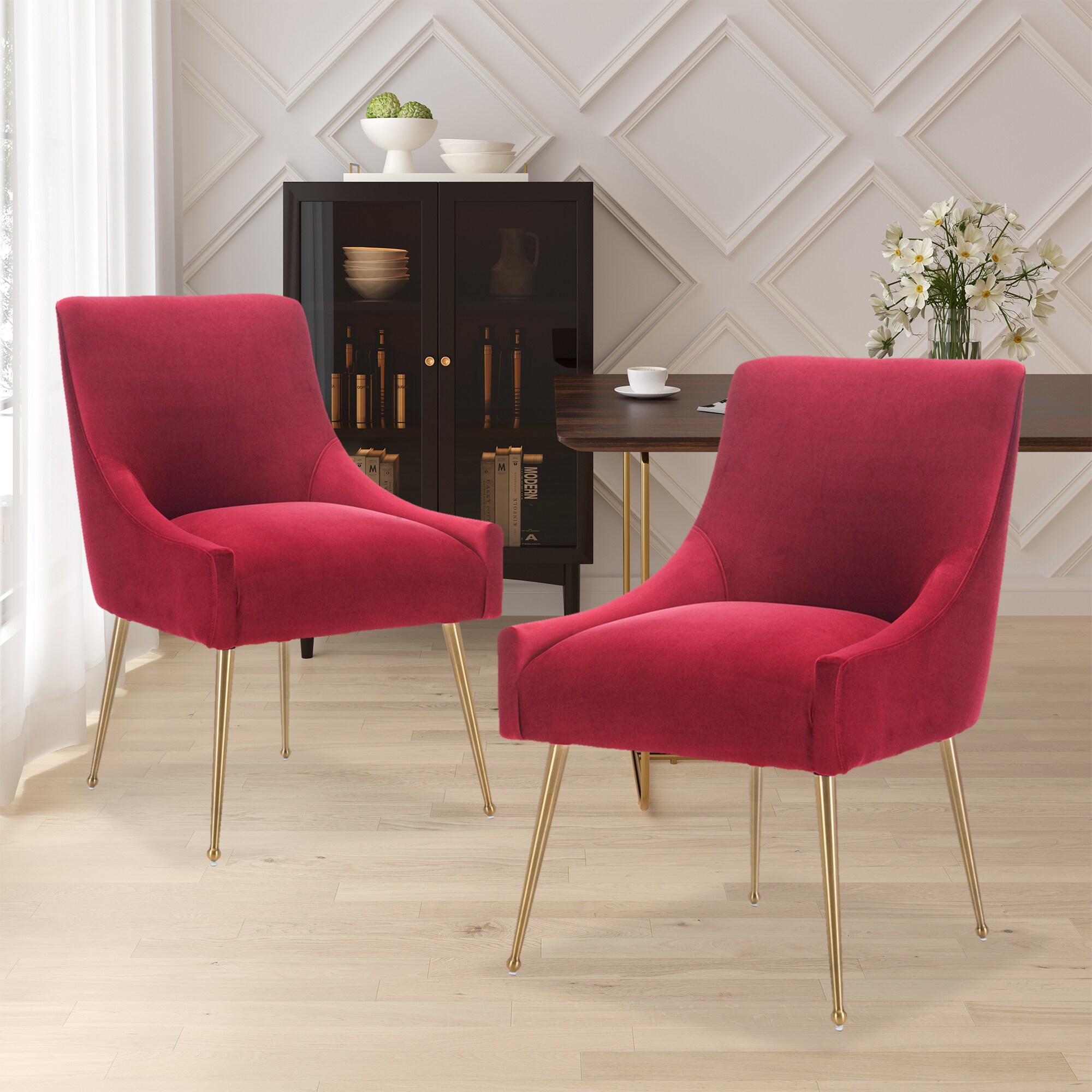 Red Velvet Dining Room Chairs