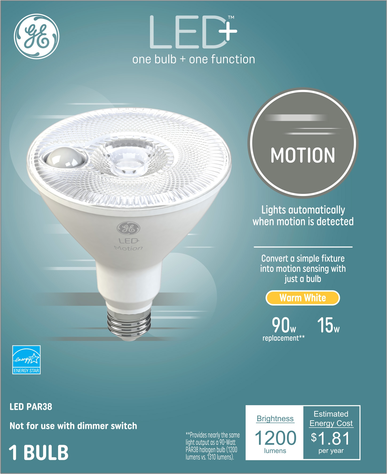 GE LED+ Motion 90-Watt EQ PAR38 Warm White Medium Base (e-26) LED