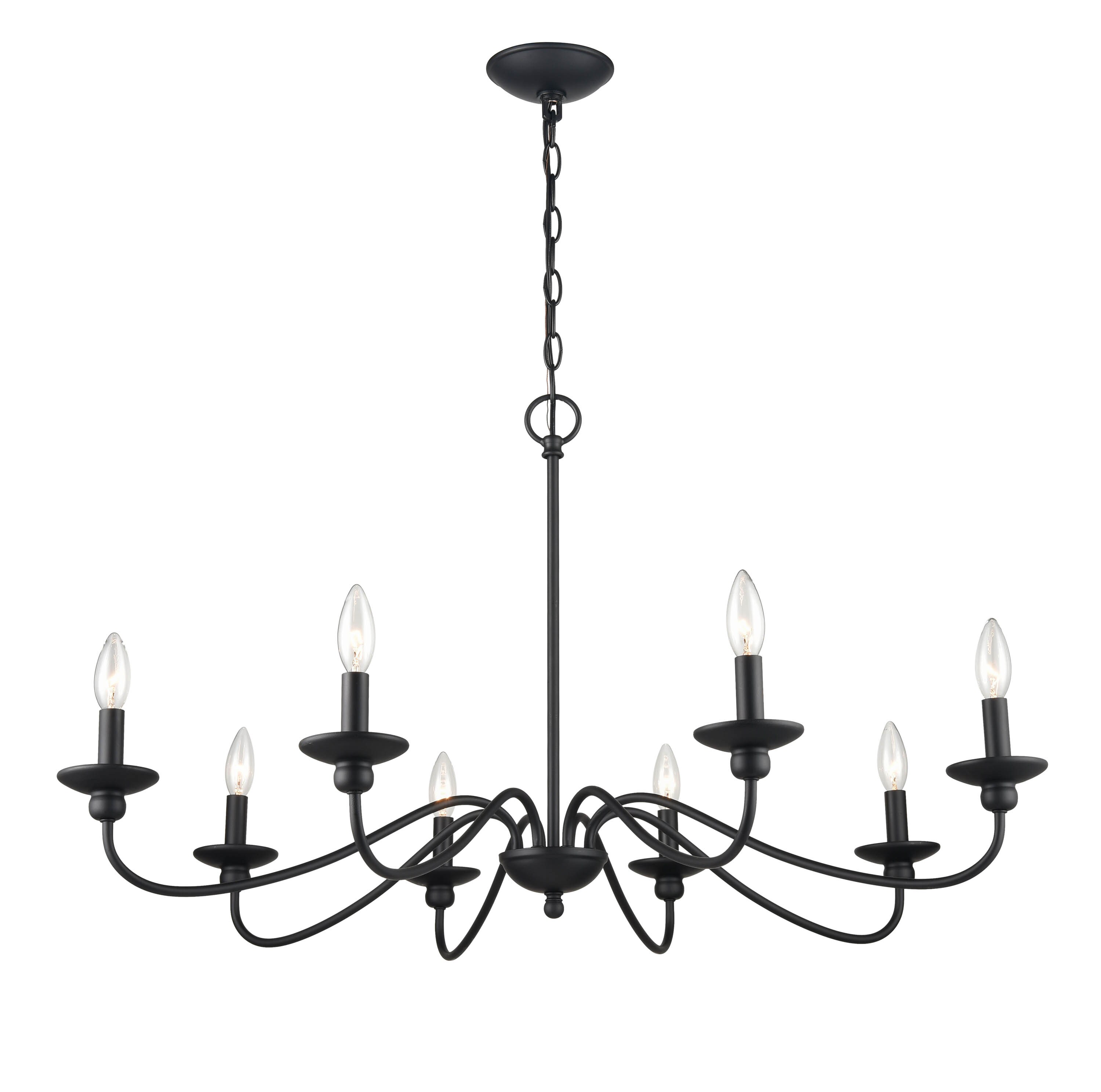 Delvona Matte Black 8-Light Candle Chandelier
