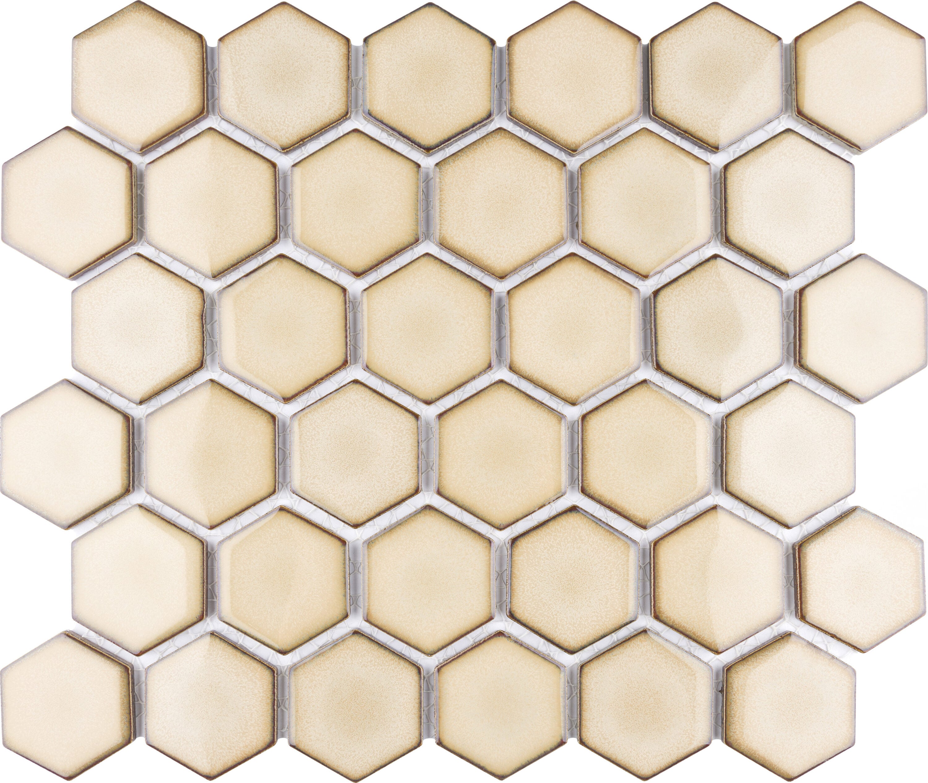 Affinity Tile S1FPLH2X73 Sample- Hudson Due 2 in. Hex Caffe 6-in x 6-in Glossy Porcelain Patterned Floor and Wall Tile