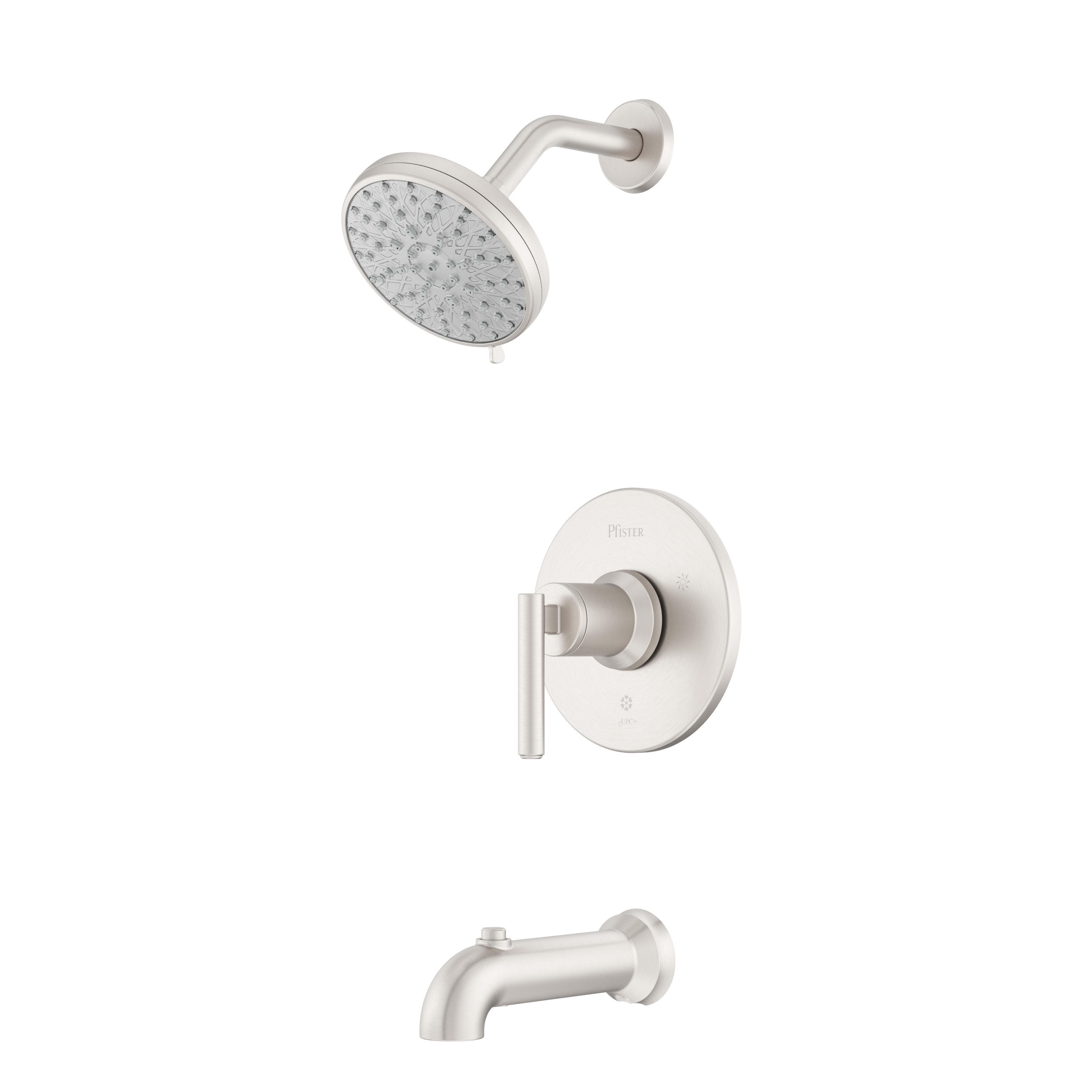 Pfister Capistrano Spot Defense Brushed Nickel 1-handle Multi-function 5.562-in Round Bathtub and shower Faucet ( Valve not Included )