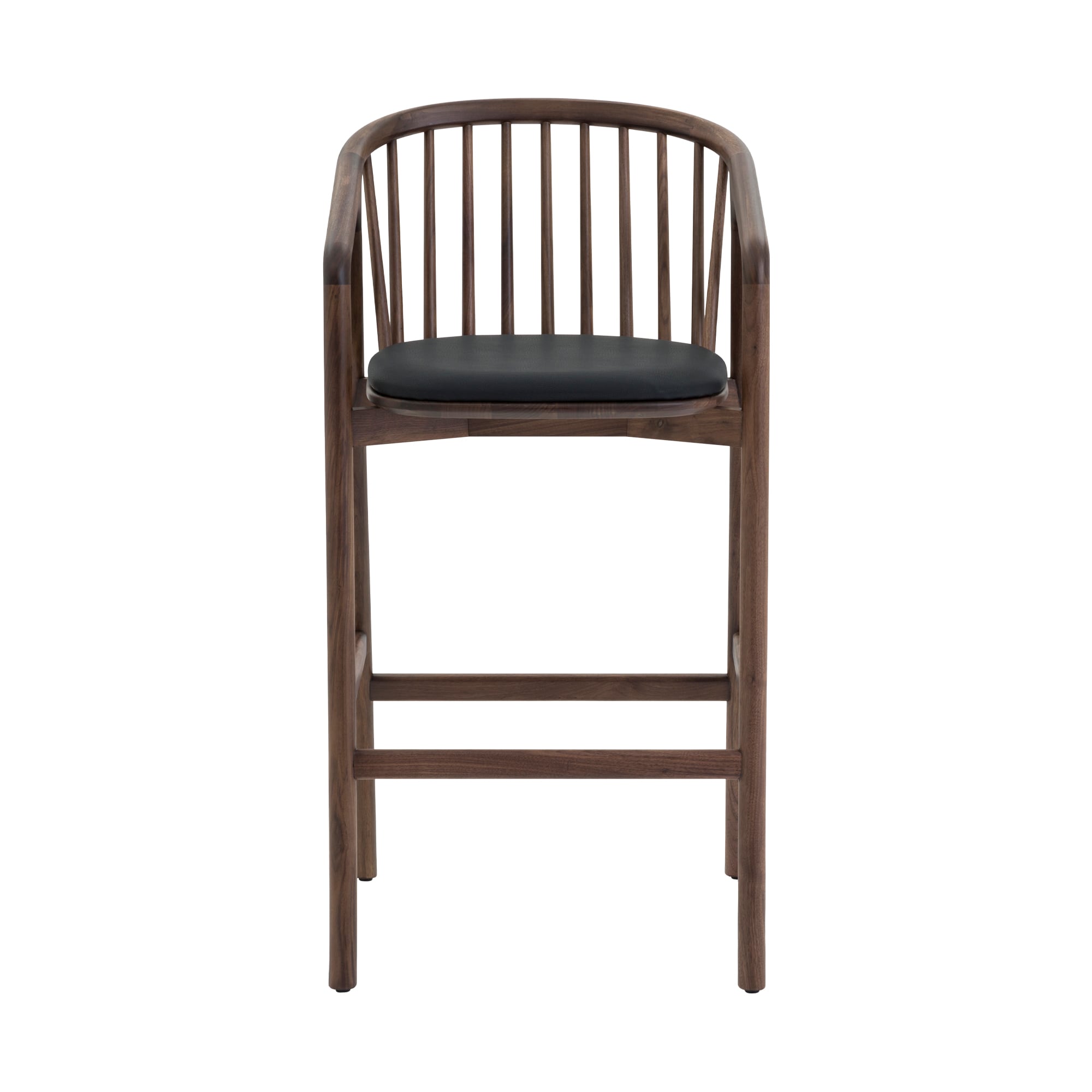 Armen Living LCECBAWABLK26 Brown 26-in H Counter height (24-in to 27-in) Square Seat Upholstered Swivel Wood Back Bar Stool with Arms and Back