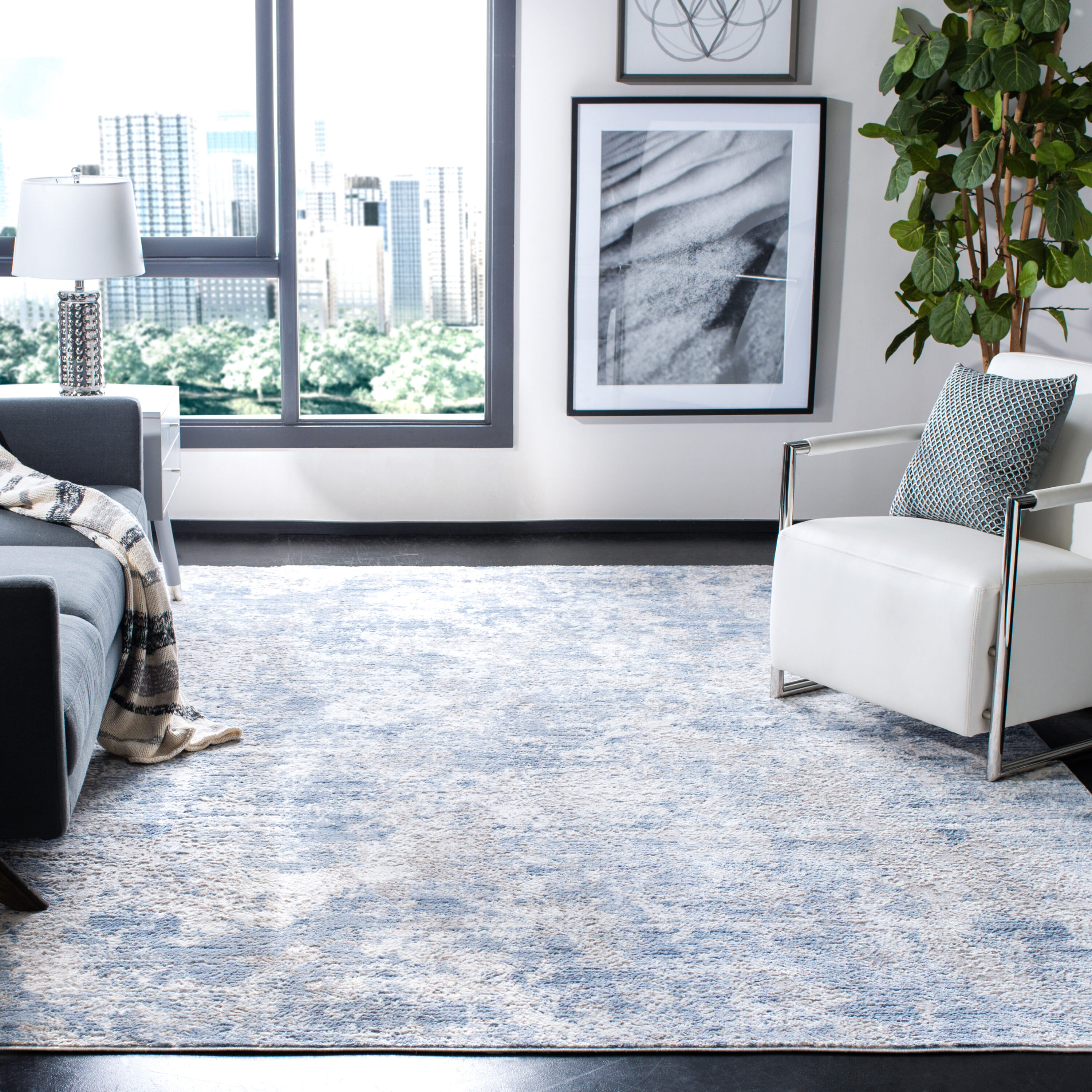 Amelia 705F Grey Blue 12ft x 18ft Oversized Rug