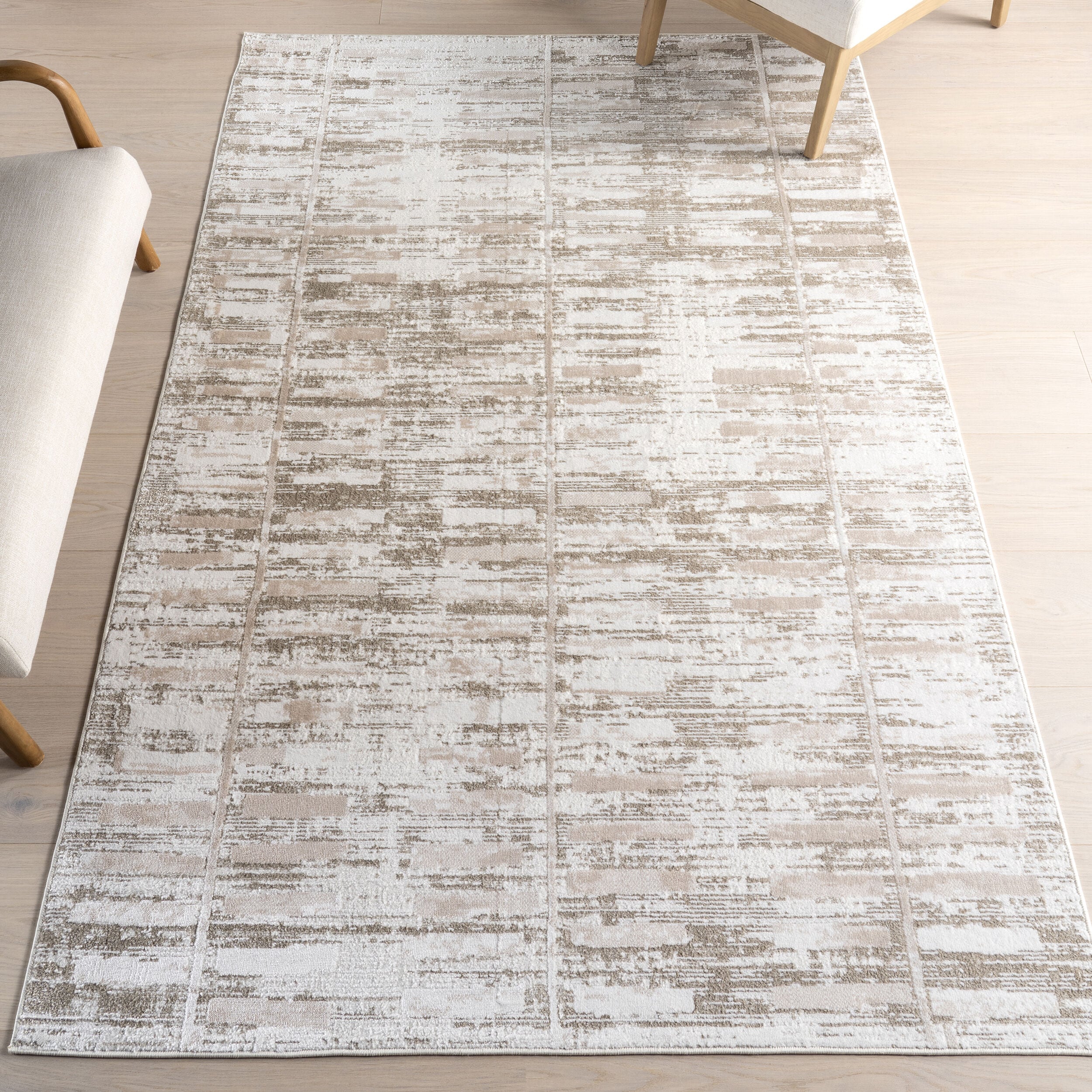 nuLOOM 200MOLO02A-305 Cambria Geometric Machine Washable 3ft. x 5ft. Light Beige Area Rug