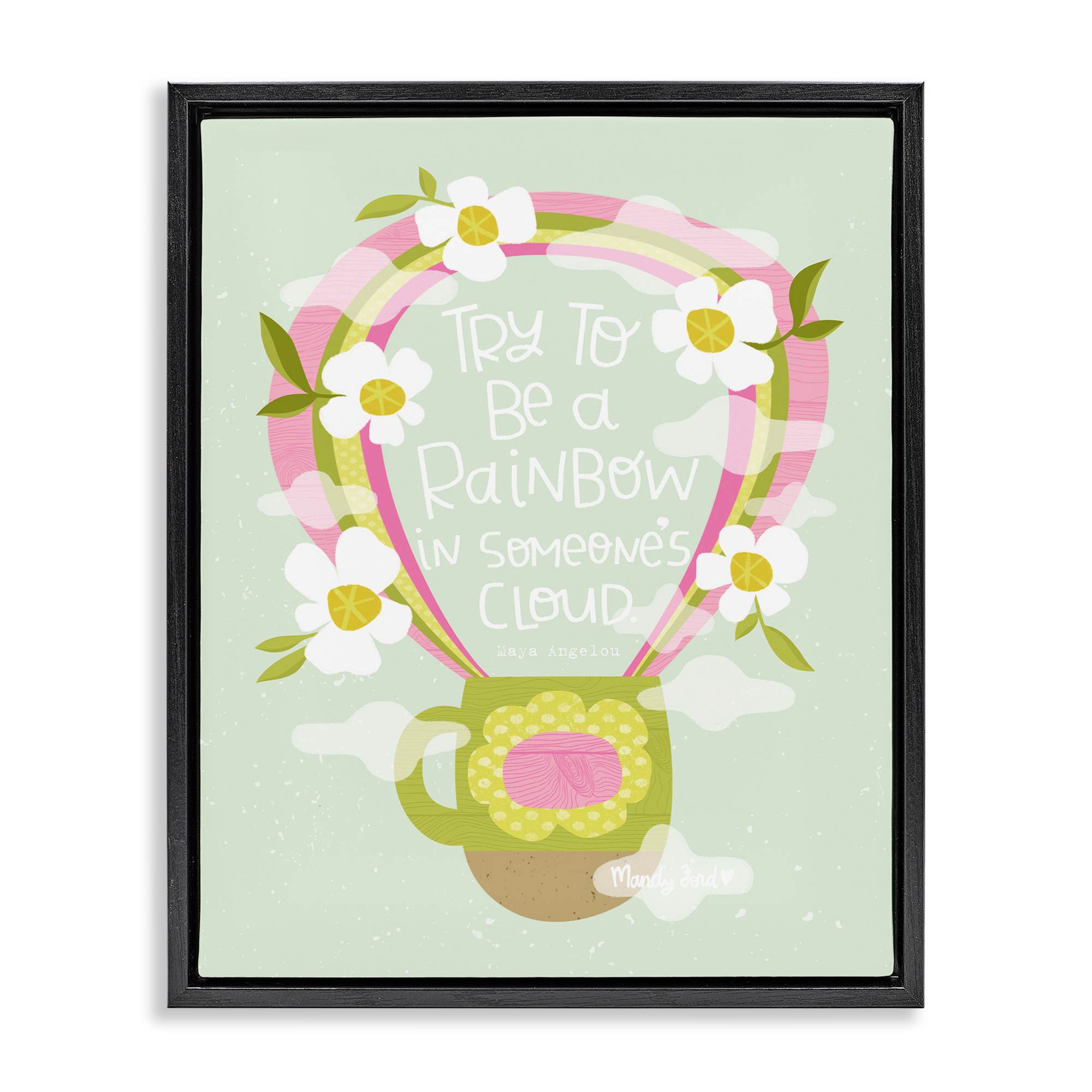 Stupell Industries BS-325-FFB-24X30 Rainbow in Someone's Cloud Black Framed Floater Canvas Wall Art By Mandy Ford Art + Illustration 25 x 31