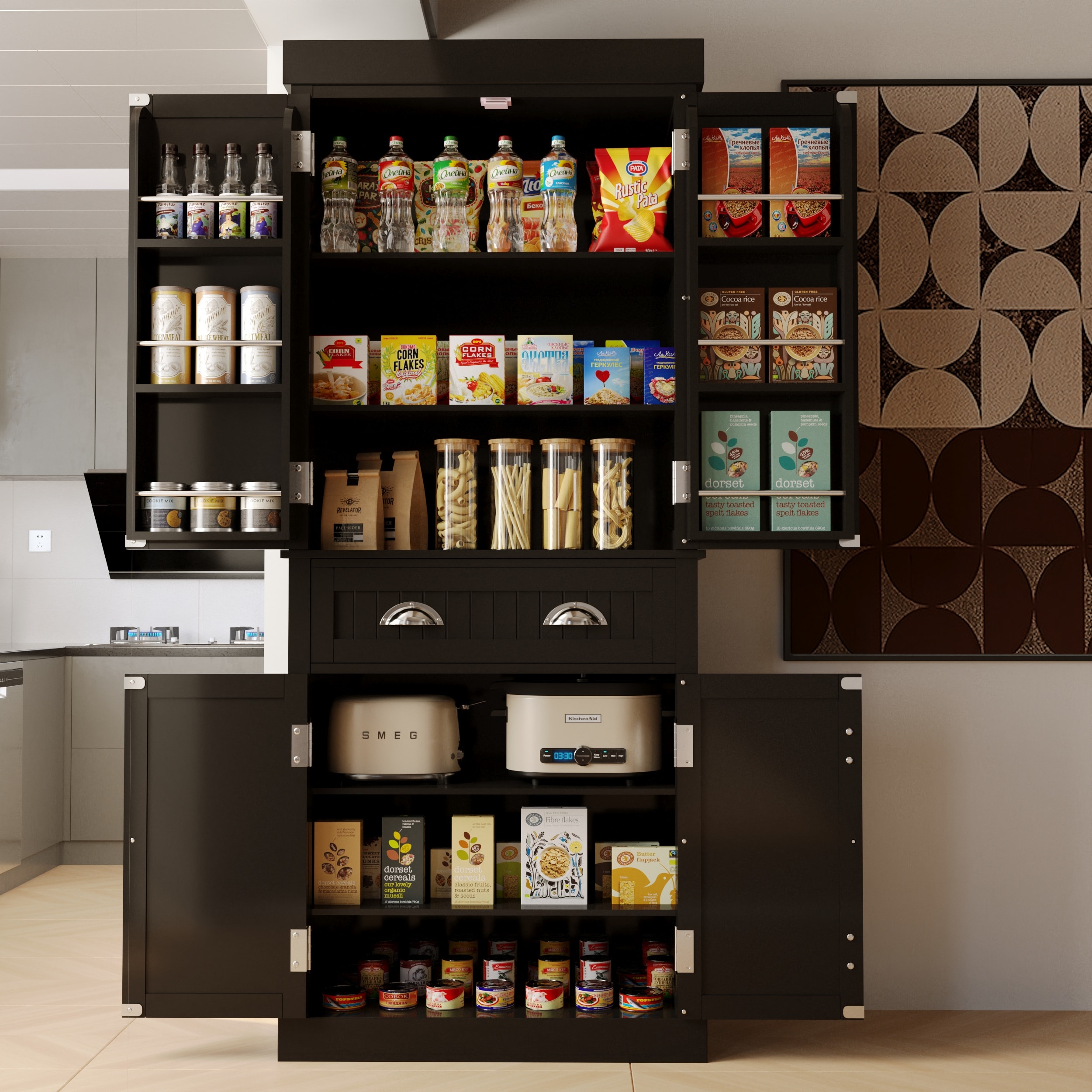 Bvldfamly LUMEX 30-in W 4-Door Black Accent Cabinet