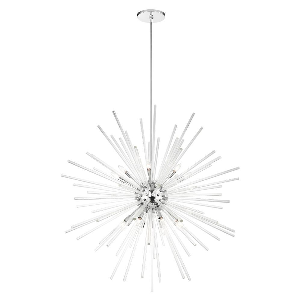 Polished Chrome and Clear Crystal 16-Light Foyer Pendant