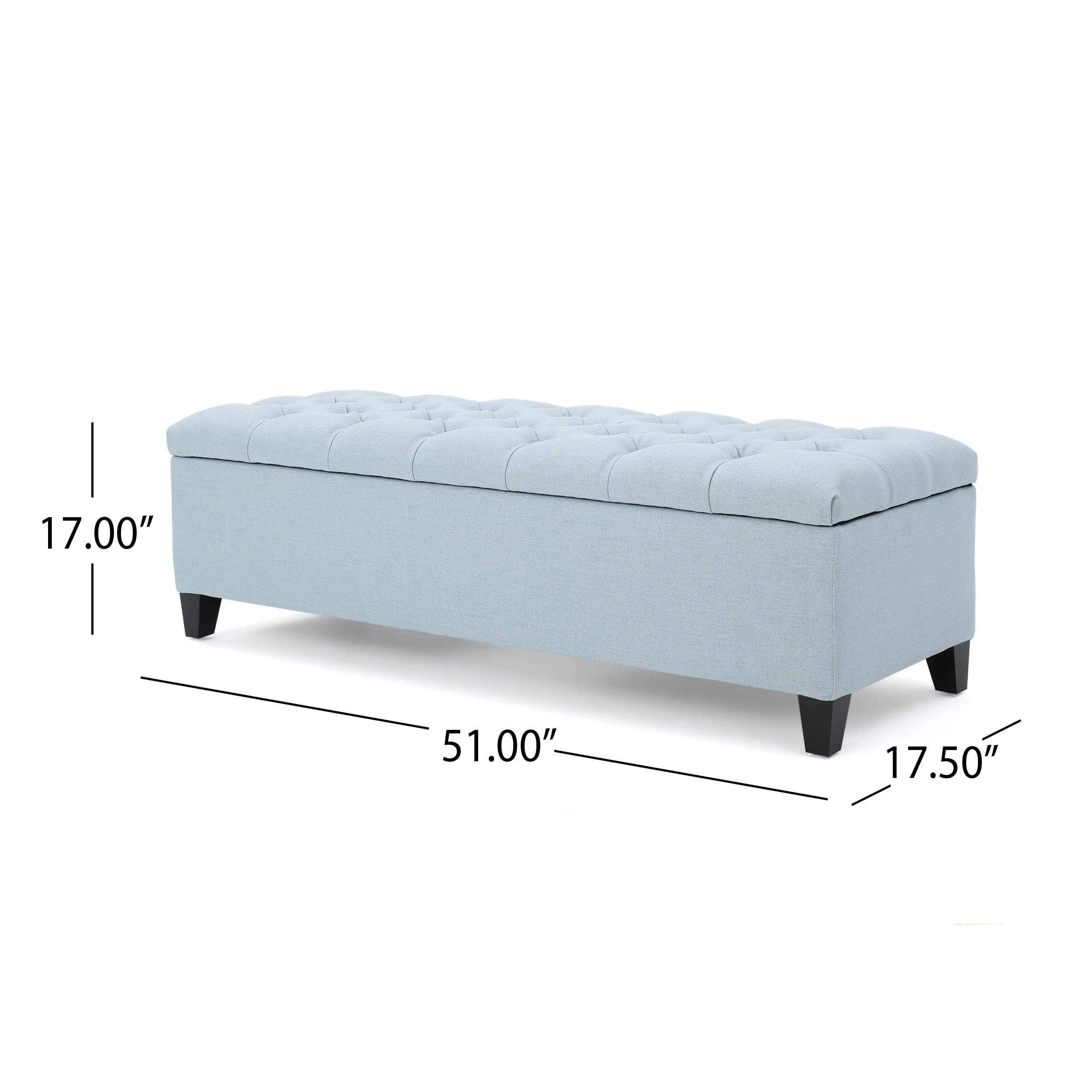 Light Blue Button-Tufted Upholstered Storage Ottoman Bench