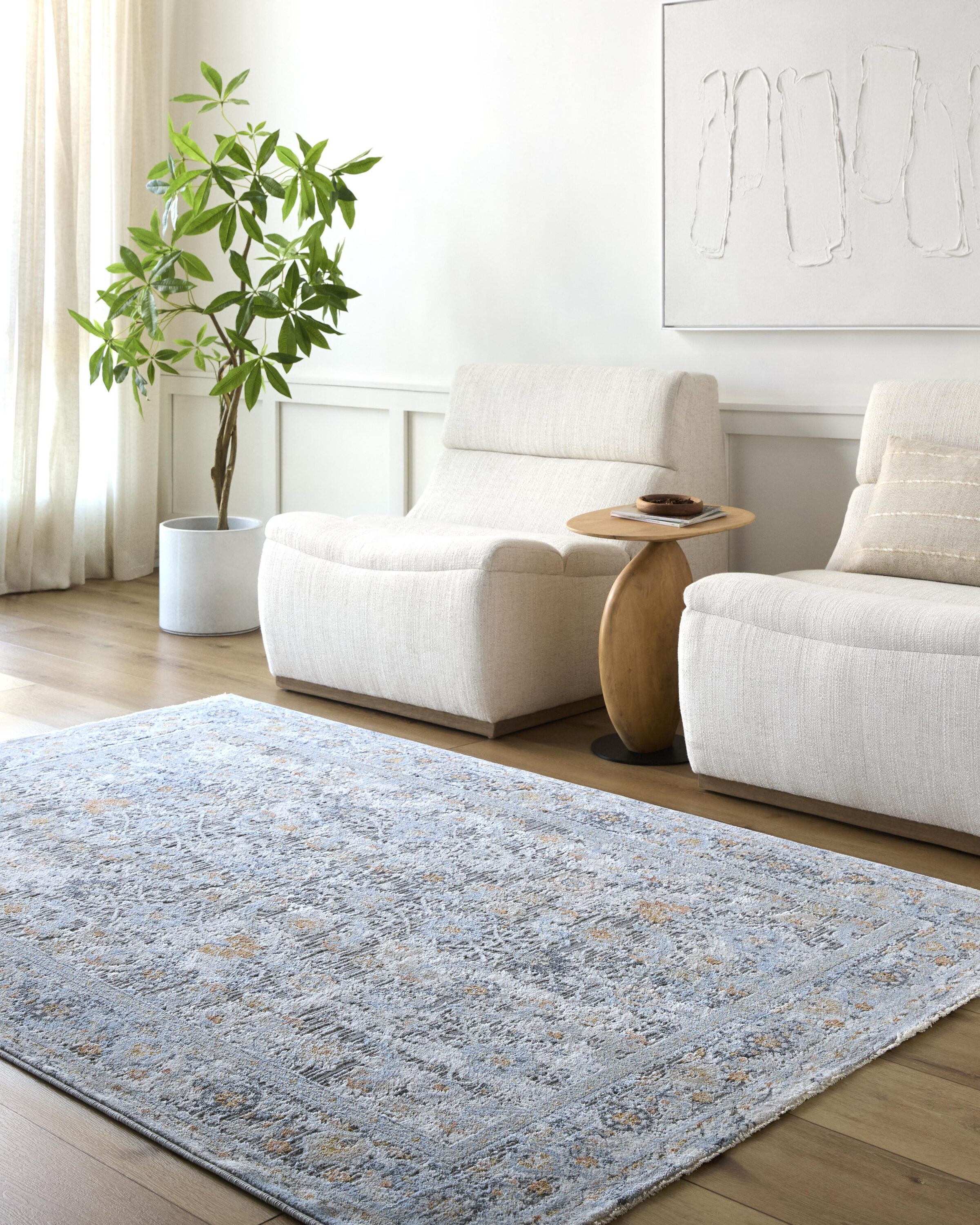 Livabliss HSL2300-53RD Hassler 5 x 5 (ft) Polyester/Polypropylene Off-white Round Indoor Vintage Area rug