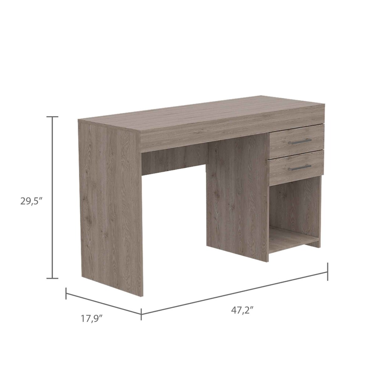 HomeRoots 4000403781 Deon Light Gray Two Drawer Computer Desk