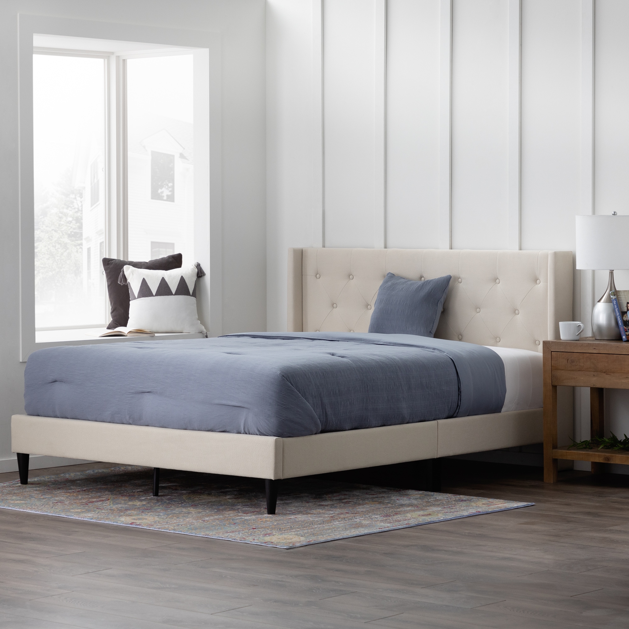 Brookside Isabelle Cream Queen Wood Platform Bed in the Beds department ...