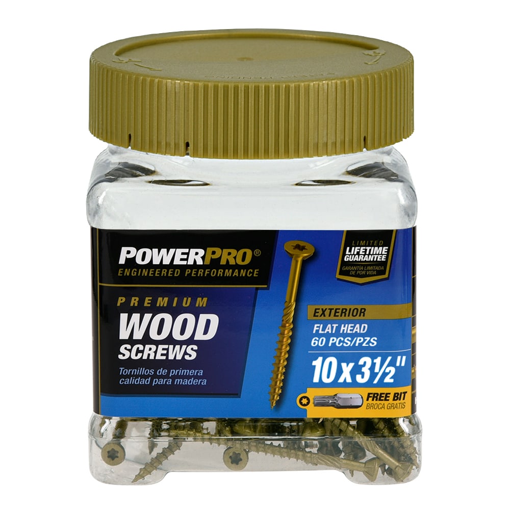 Power Pro #10 x 3-1/2-in Epoxy Exterior Wood Screws (60-Per Box) in the  Wood Screws department at