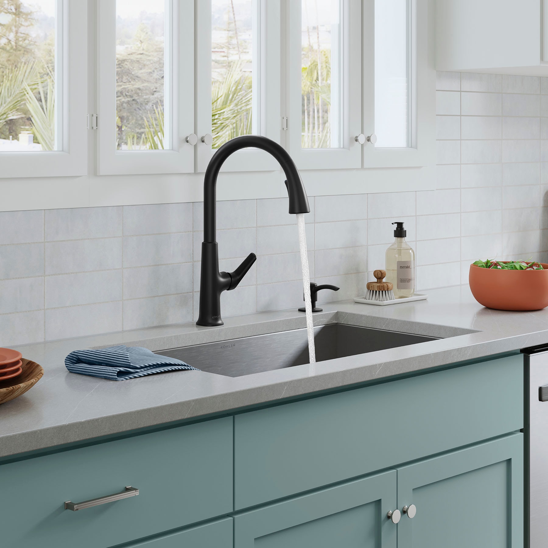 KOHLER Volt Matte Black Single Handle Pull-down Kitchen Faucet With ...