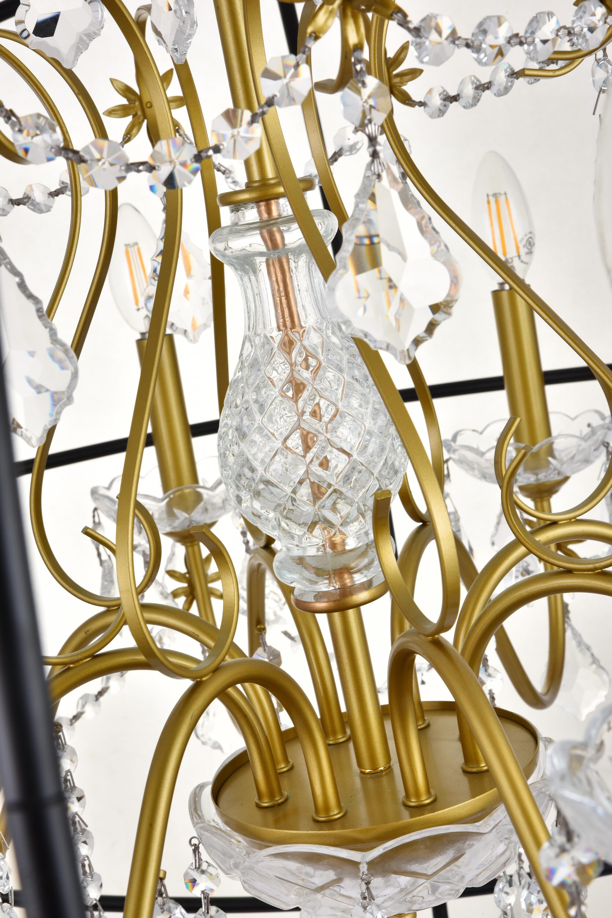 Cordelia 8-Light Black and Gold Crystal Pendant Chandelier