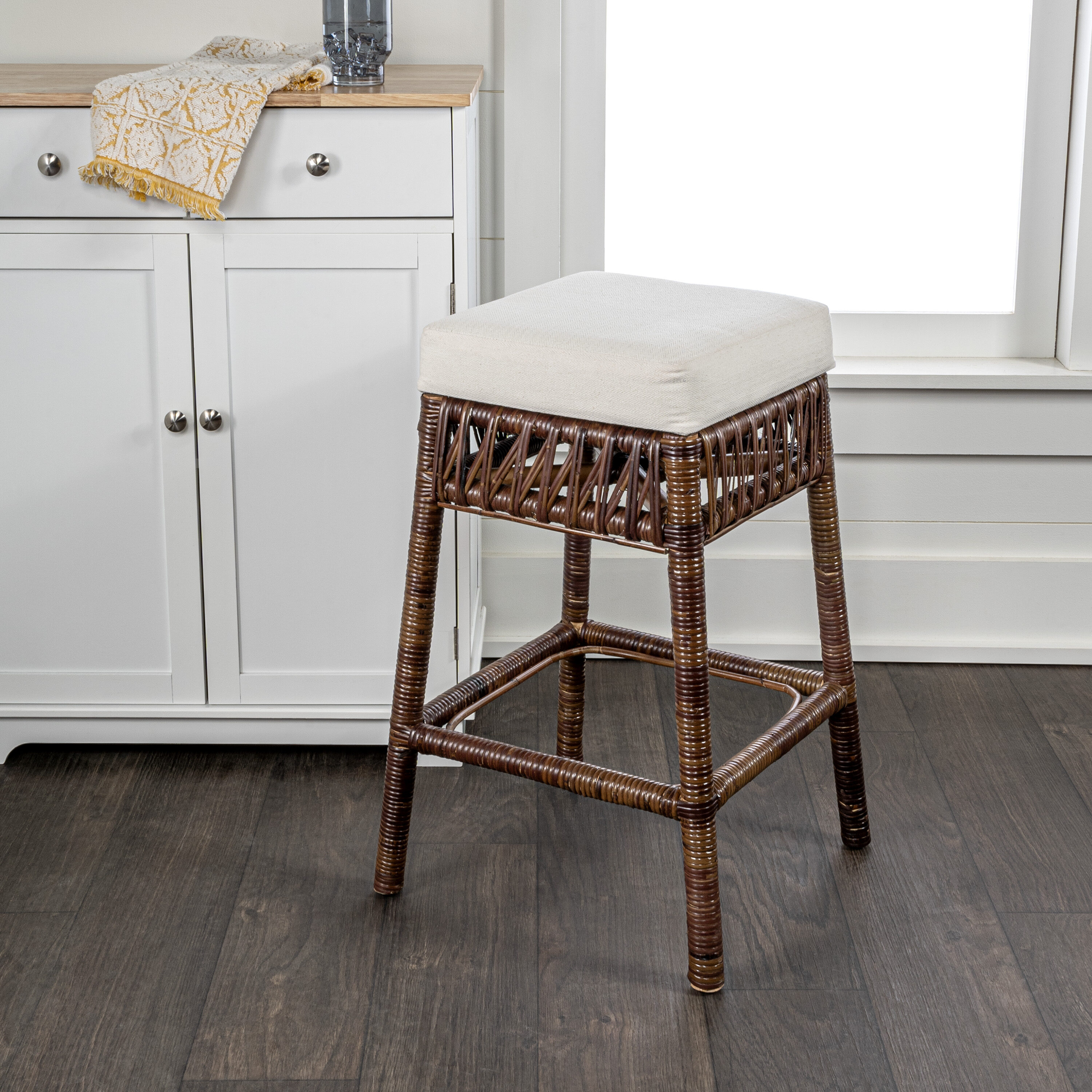 Rattan backless deals bar stools