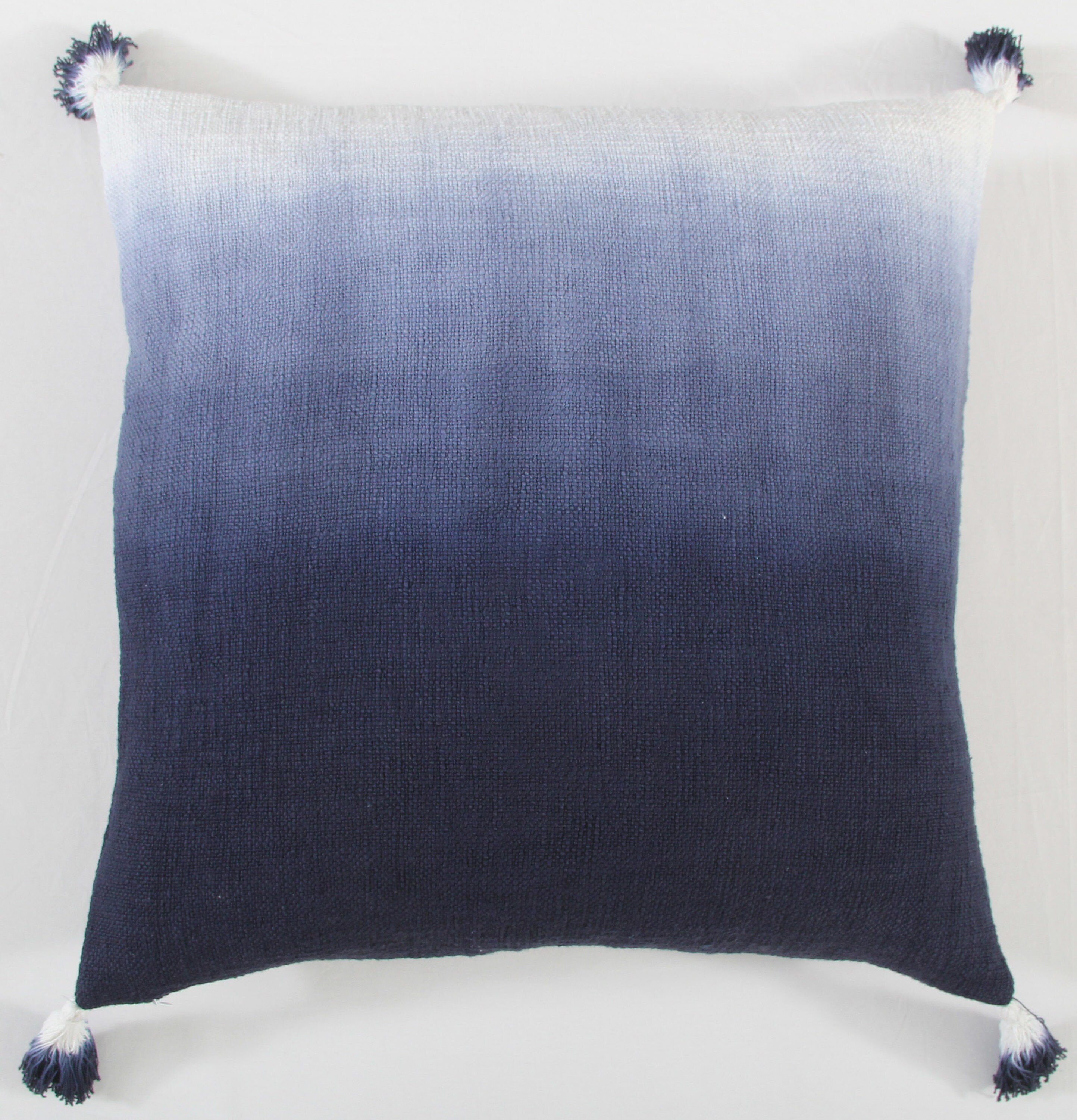 Decorative Boho Blue Ombre Cotton Square Throw Pillow Cover Set of