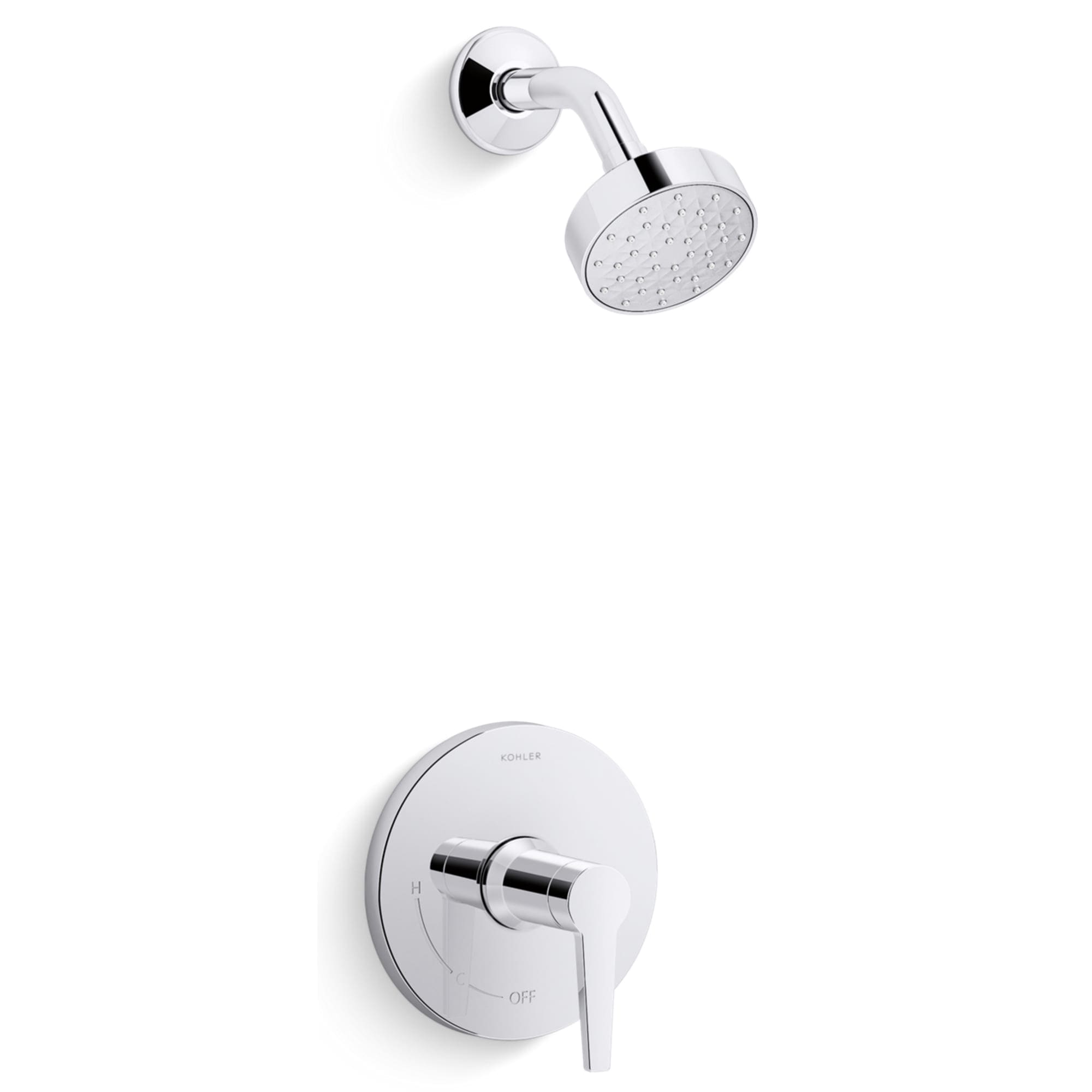 KOHLER K-TS97077-4G-CP Pitch Polished Chrome 1-handle Single function 6.375-Inches Round Shower Faucet