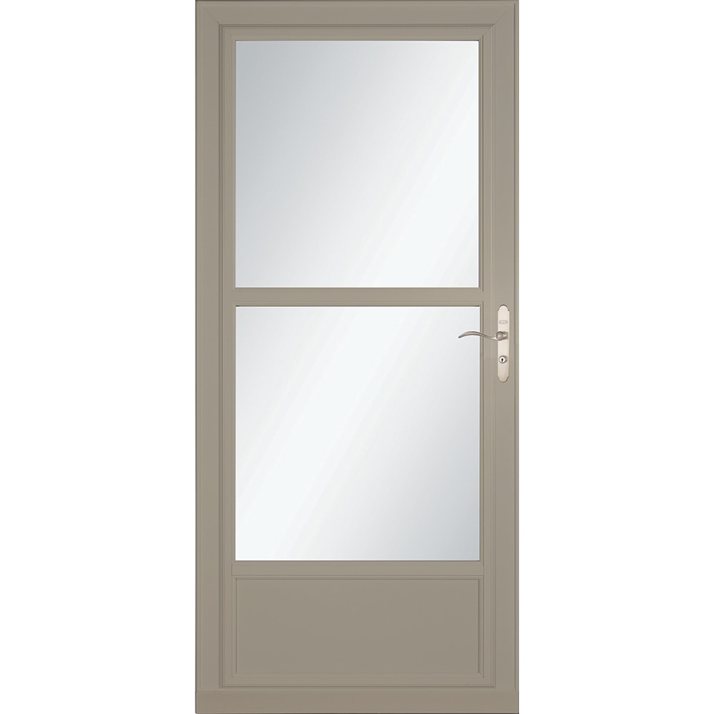 Tradewinds Selection 32-in x 81-in Sandstone Mid-view Retractable Screen Aluminum Storm Door with Brushed Nickel Handle in Brown | - LARSON 1460609117