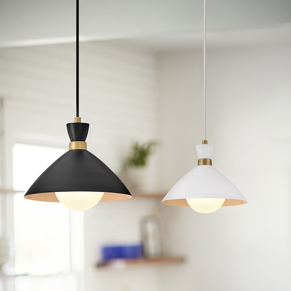 Lark 83257BK-HB Simon 1 -Light Black with Heritage Brass accents Modern/contemporary Dome Medium Hanging Pendant light