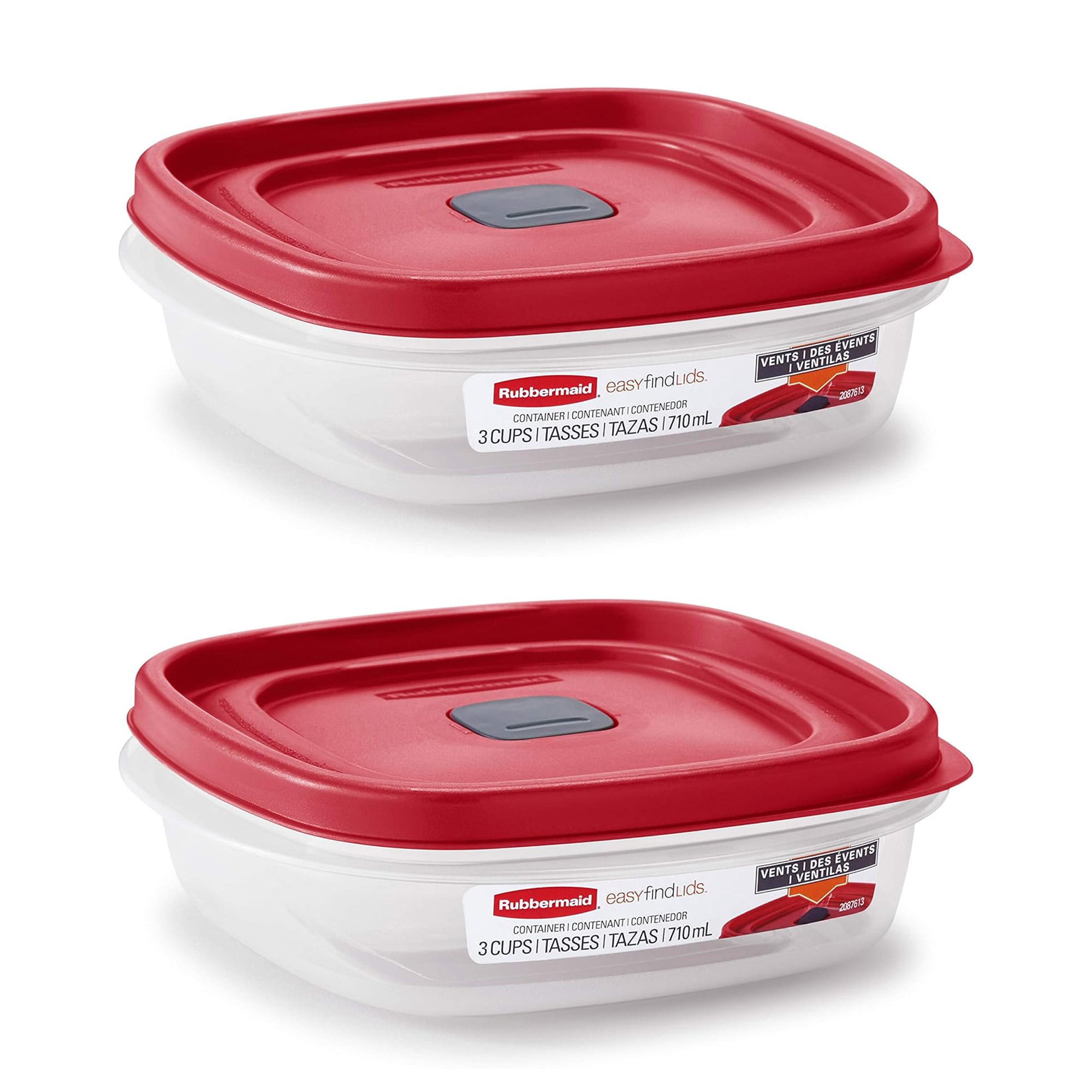 Rubbermaid 2 Pack Clear Food Storage and Organization Container with Lid 3 Cup #2 X 2030328