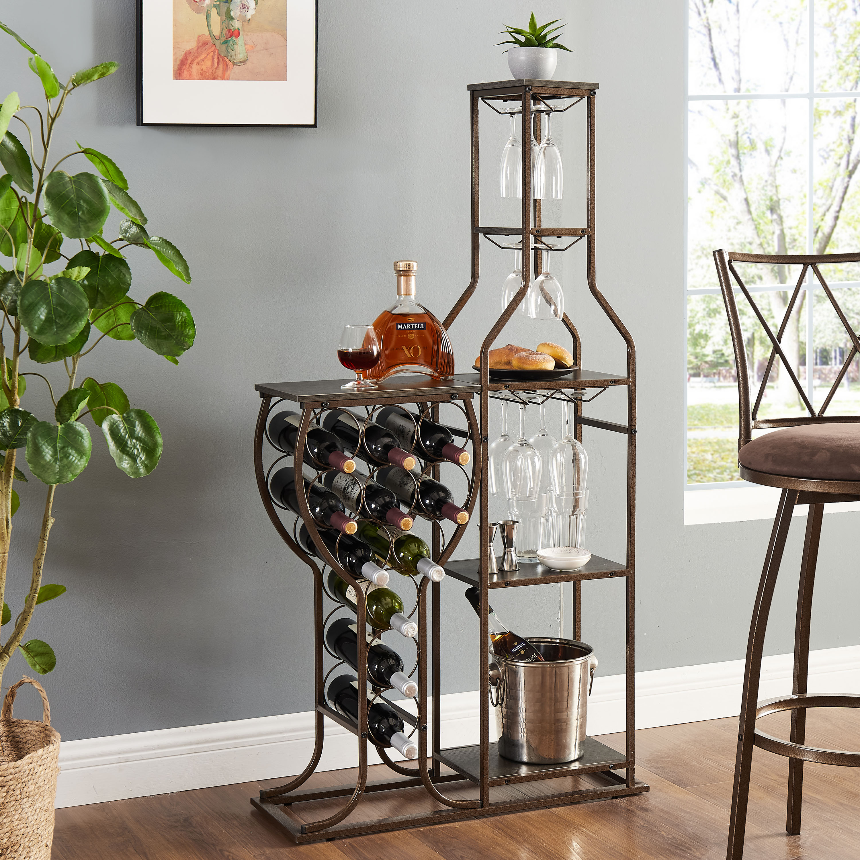 EXTRAUP YHLW46577502 11 -Bottle Grey Metal Wine rack