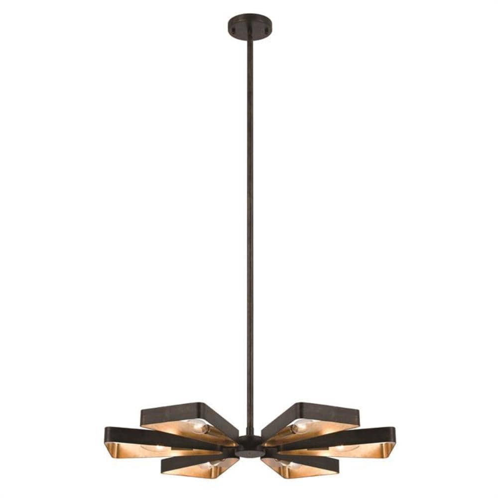 Elegant English Bronze & Antique Gold Crystal Chandelier, 6-Light