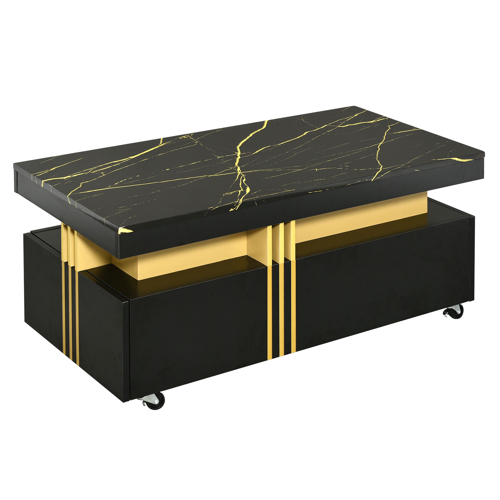 Clihome Modern MDF Painting 39.3-in W x 17.5-in H with Drawers Coffee Table