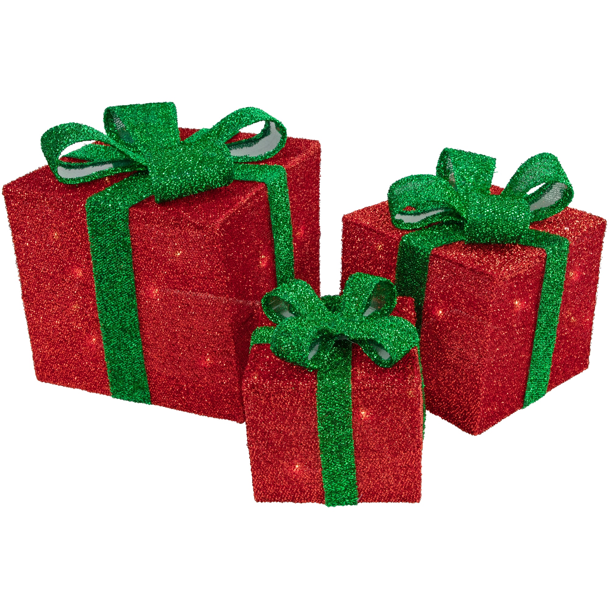 Northlight 3 -Pack 9-in Freestanding Gift box Yard decoration with Clear Incandescent Lights #31458004