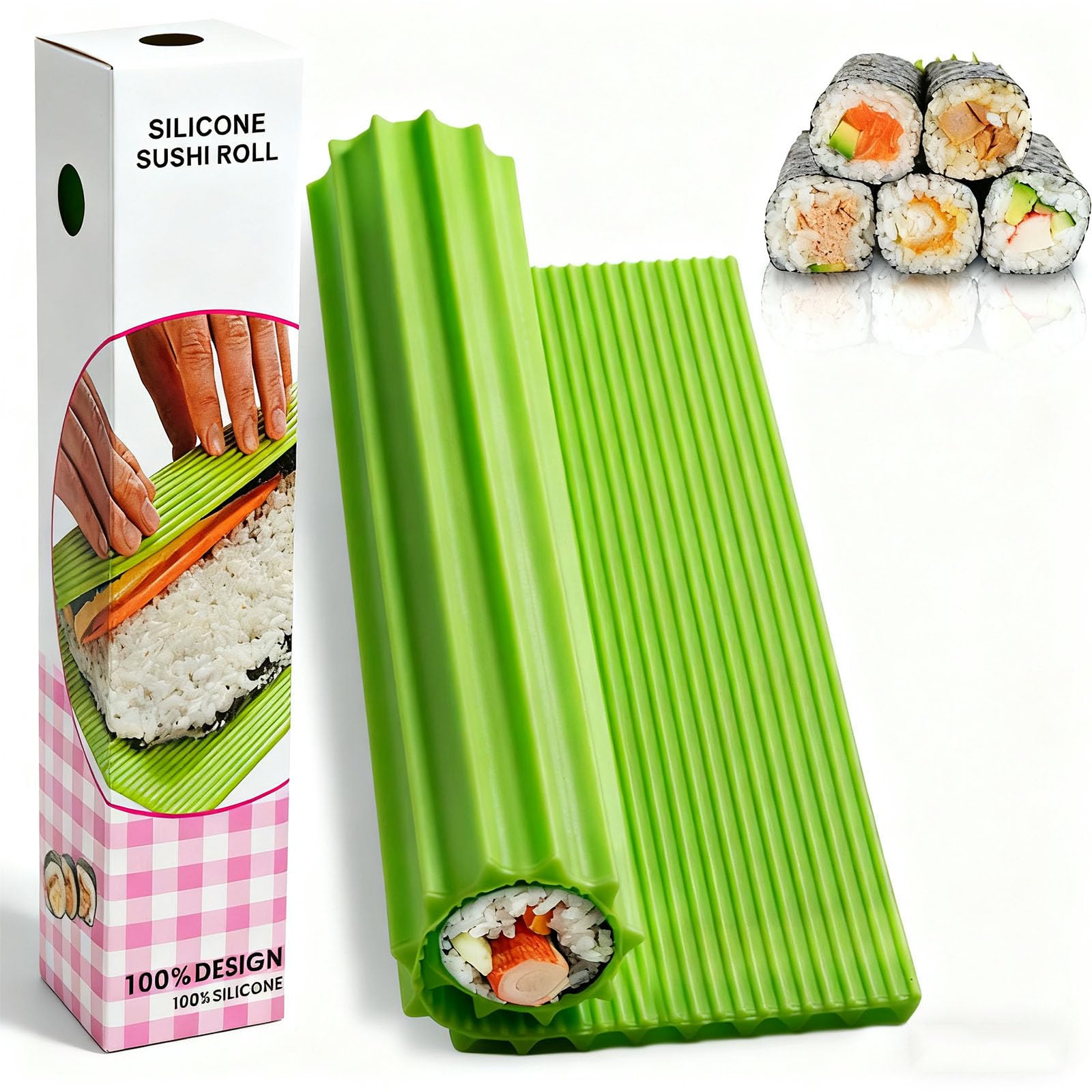 Linder Group Inc Premium Silicone Sushi Making Kit Rolling Mat for Beginners and Kids 8 6 by 7 8 Inch for Kitchen Tools Heavy Duty Replacement Part