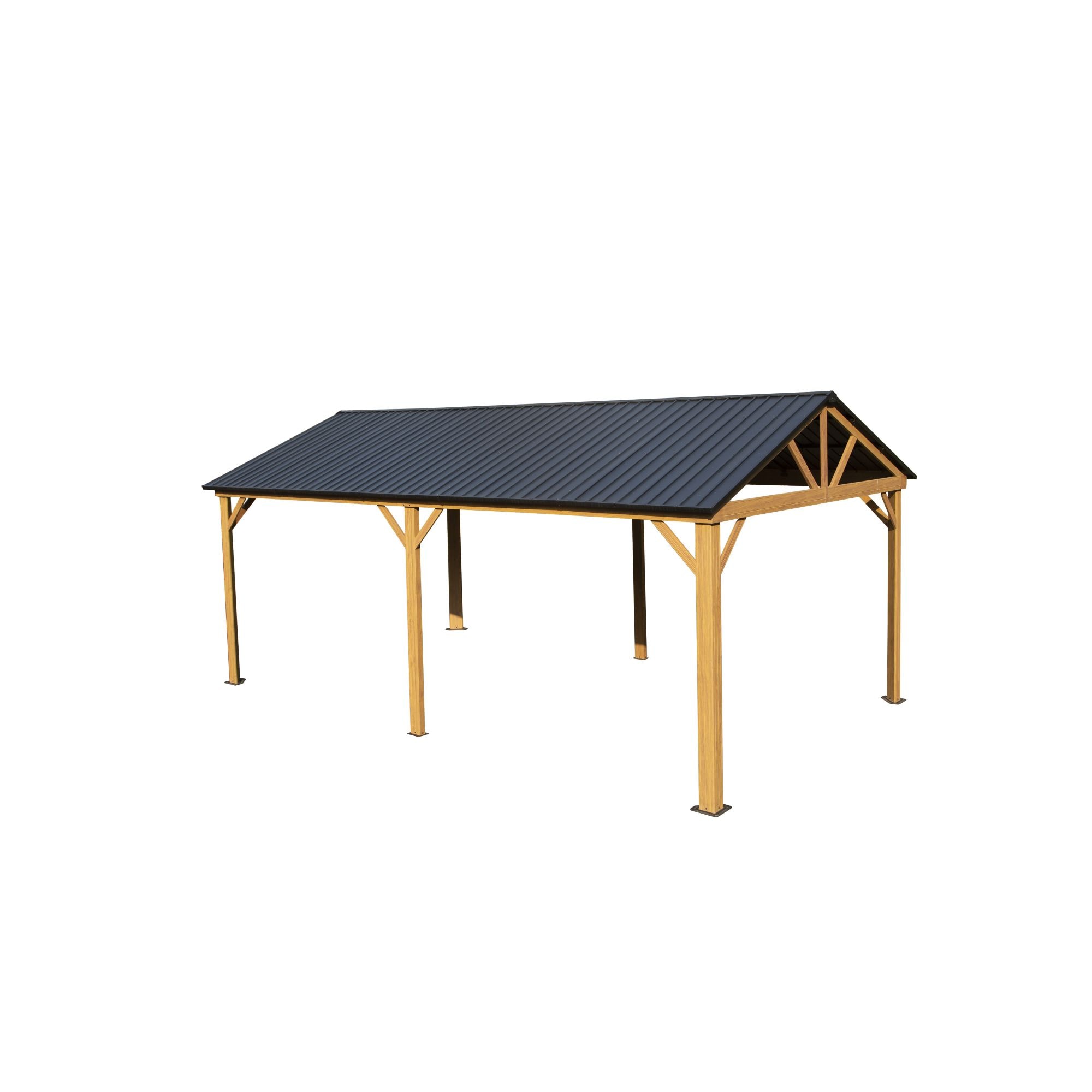 Flynama L-1859S00014 19.75-ft x 11.9-ft Hardtop Gazebo Yellow Brown Gazebo with Hardtop Roof