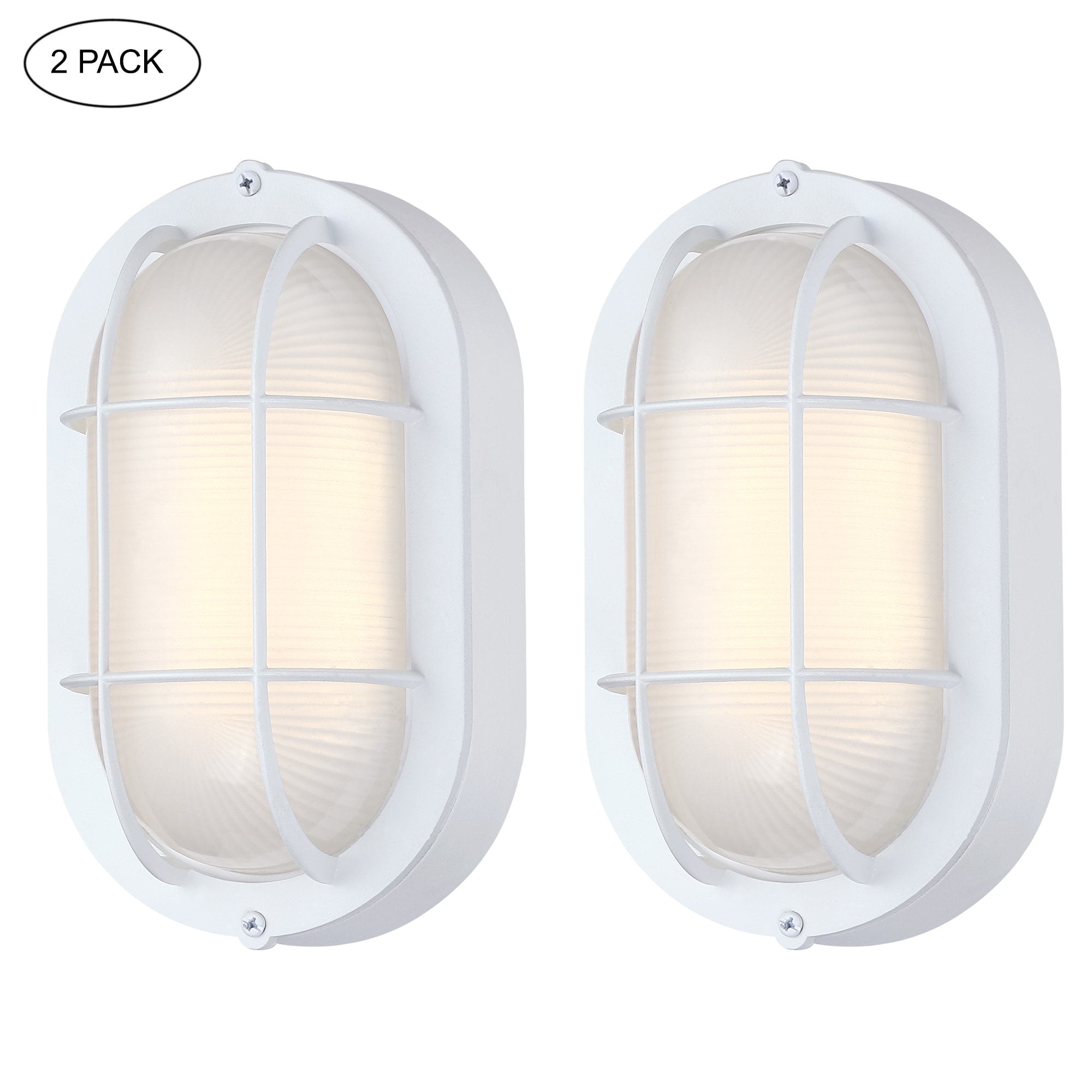 Hukoro LED-2FL75452-OD-WH 2 -Pack 8.5-in H Matte White Hardwired Integrated LED Outdoor Wall Light