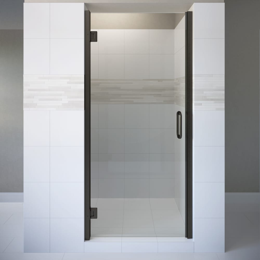 Basco Coppia Oil Rubbed Bronze 33-9/16-in to 34-9/16-in W x 76-in H Frameless Clear Glass Hinged Soft Close Shower door